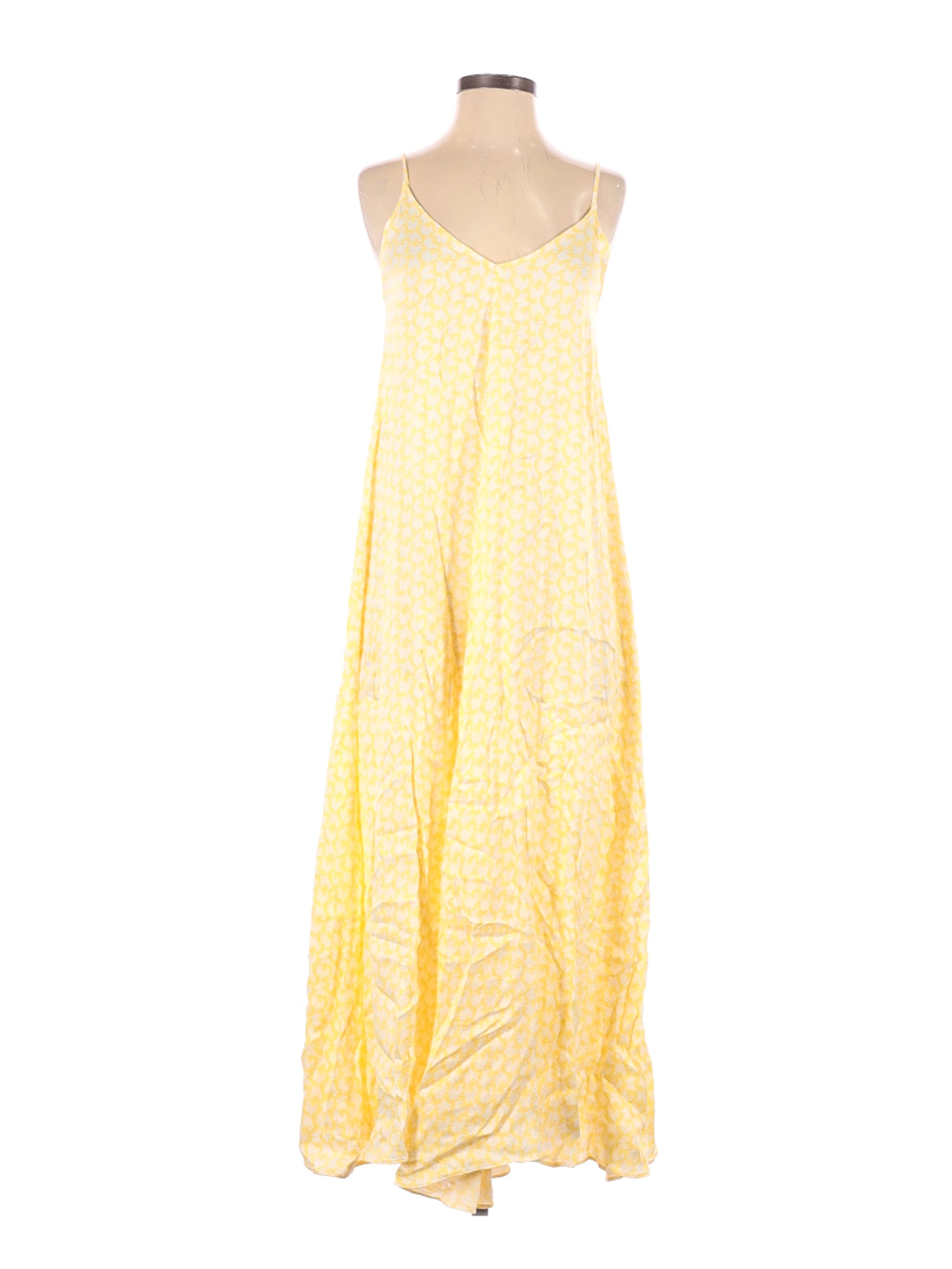 yellow silk dress zara