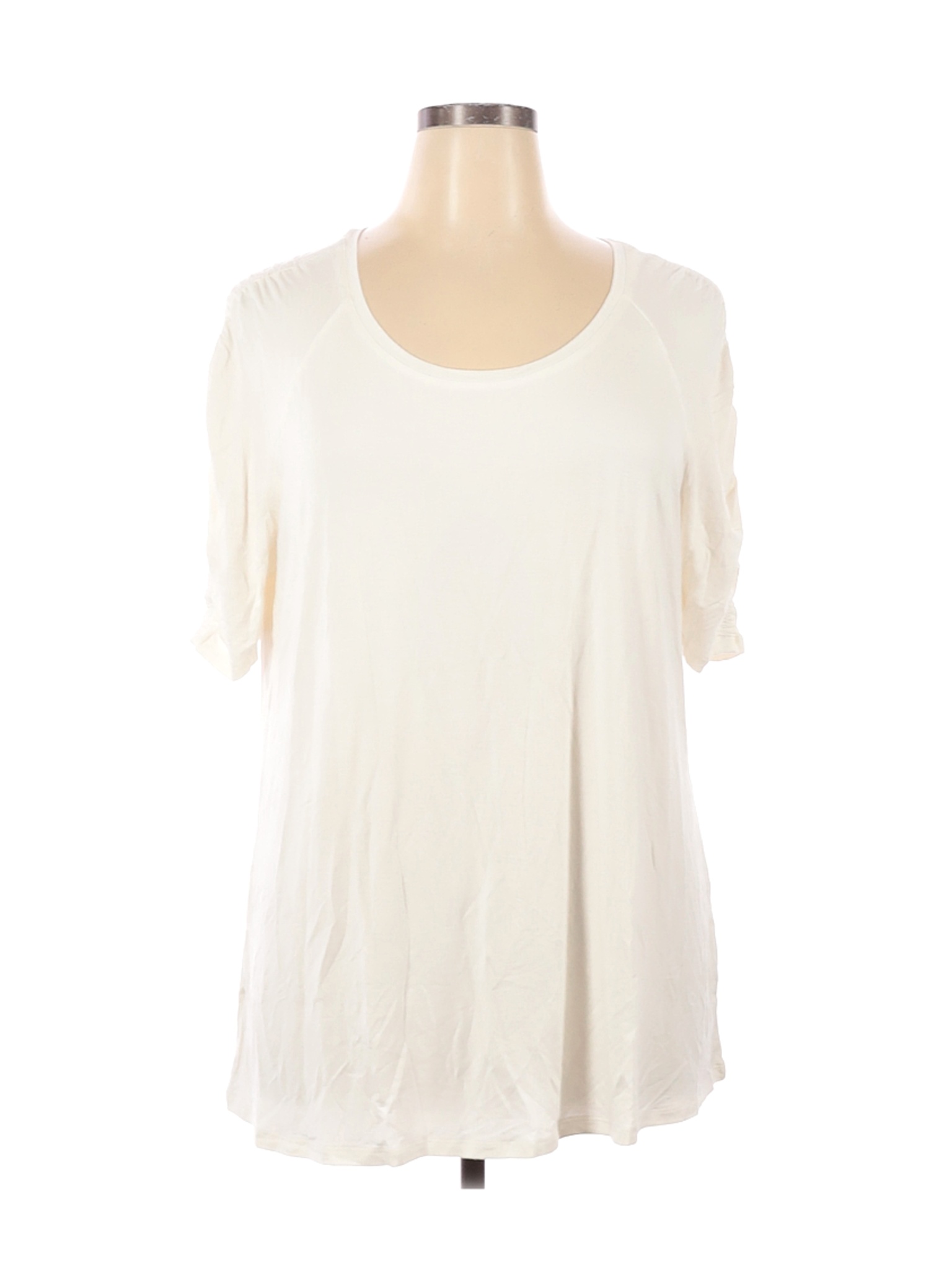 H By Halston Women Ivory Short Sleeve Top XL | eBay