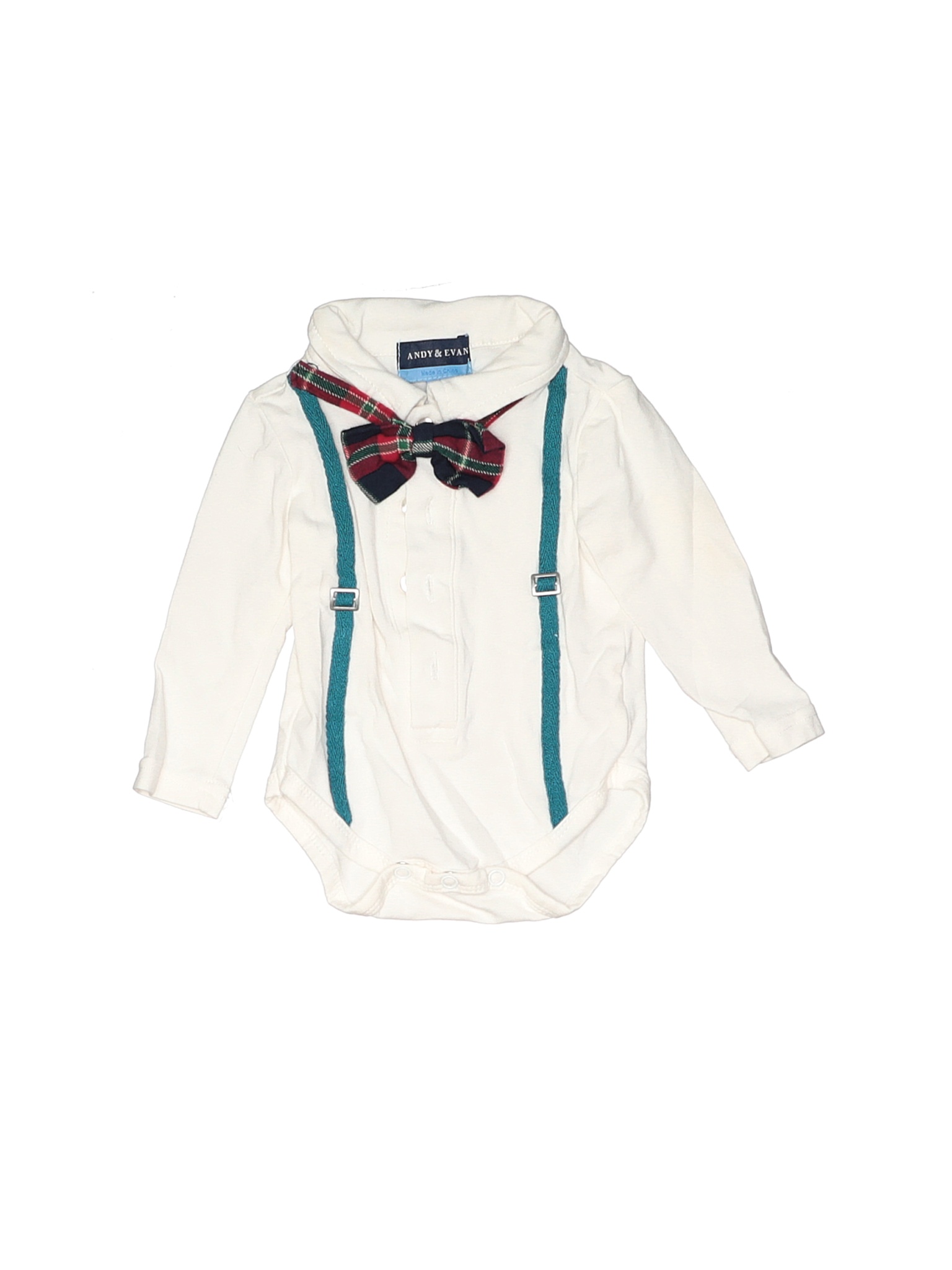 Andy & Evan Solid White Ivory Long Sleeve Onesie Size 03 mo 88 off