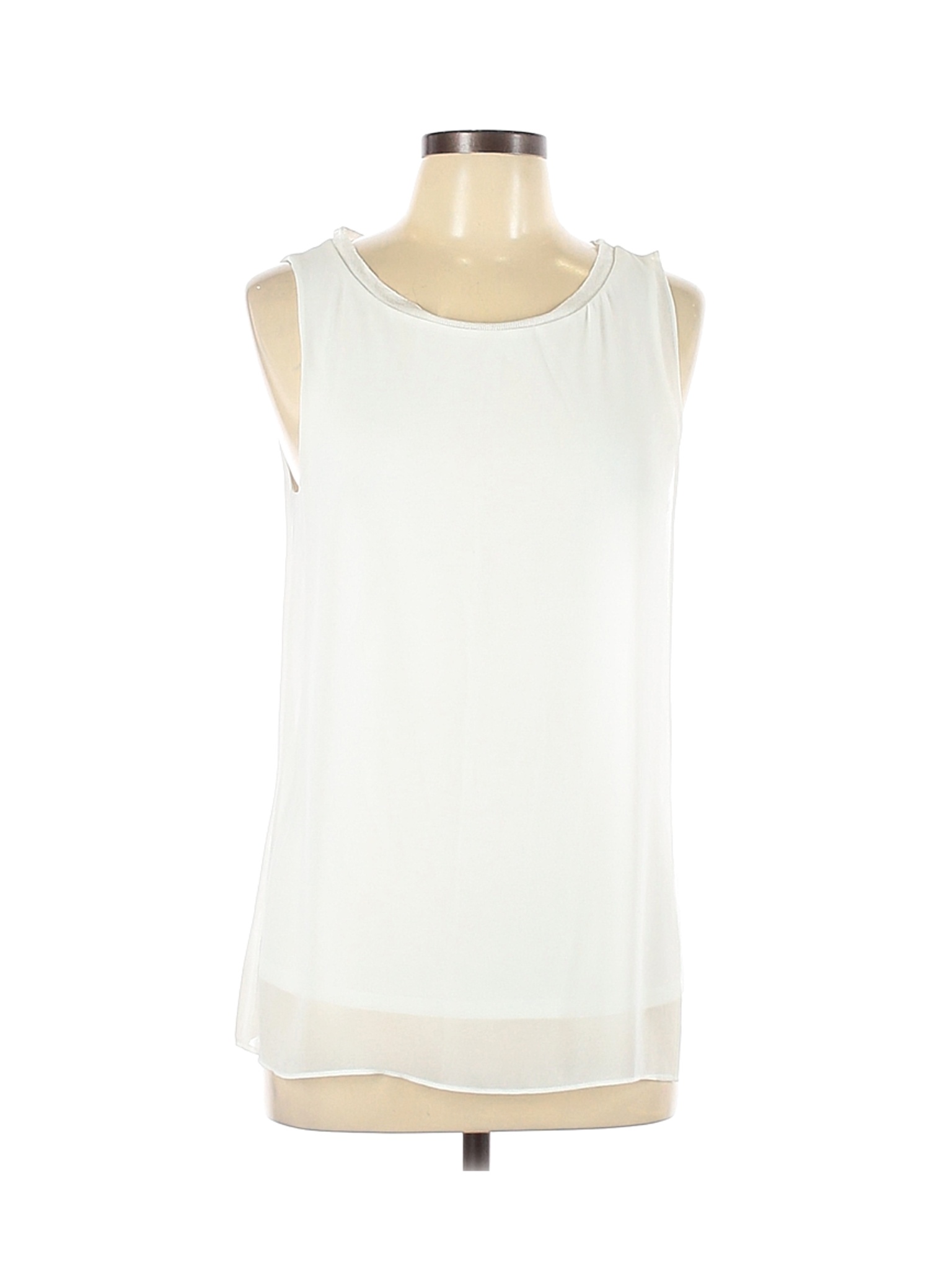 Ellen Tracy 100% Polyester Solid White Sleeveless Blouse Size L - 75% ...