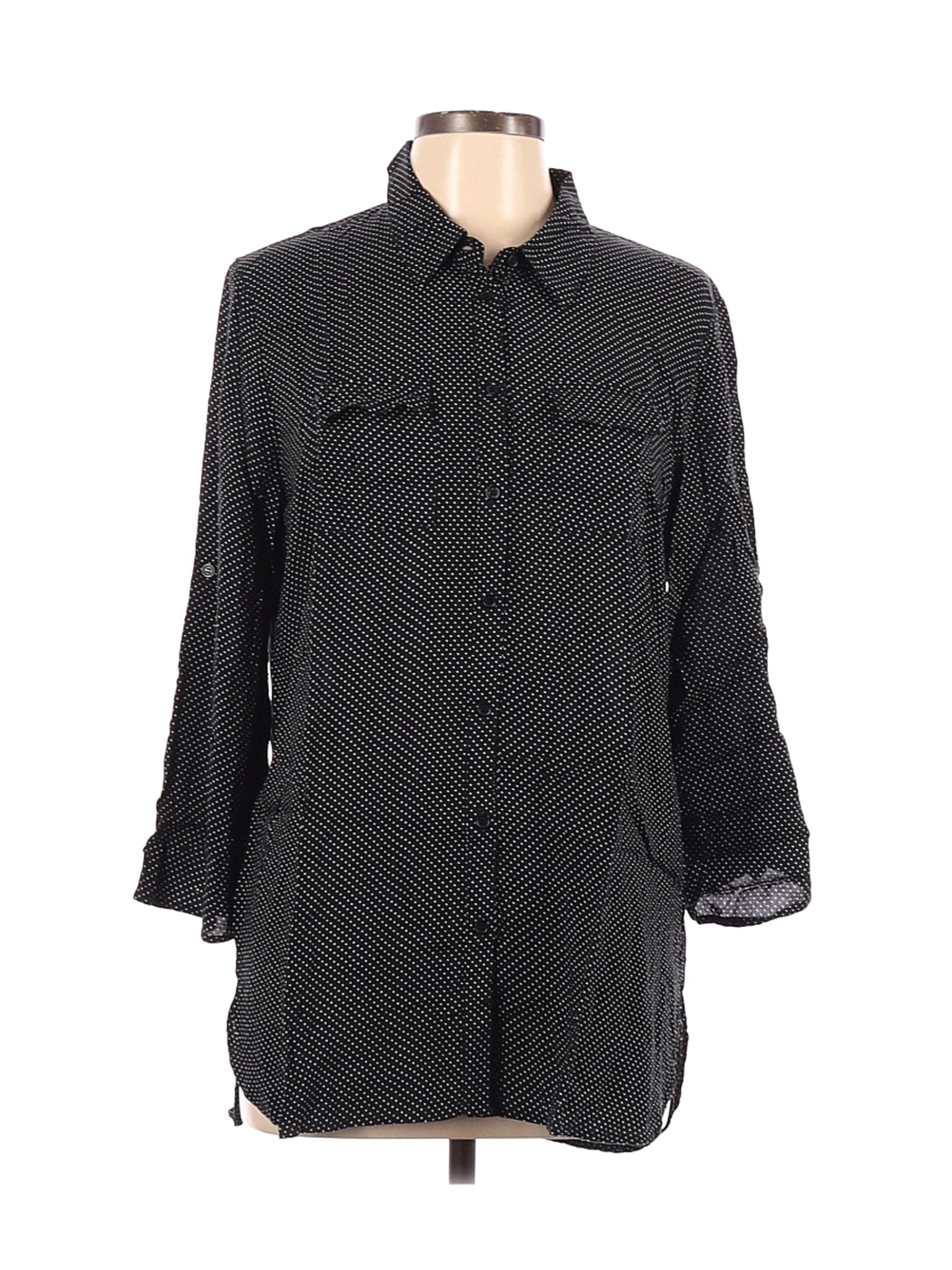Como Vintage Women Black Long Sleeve Button-Down Shirt XL | eBay
