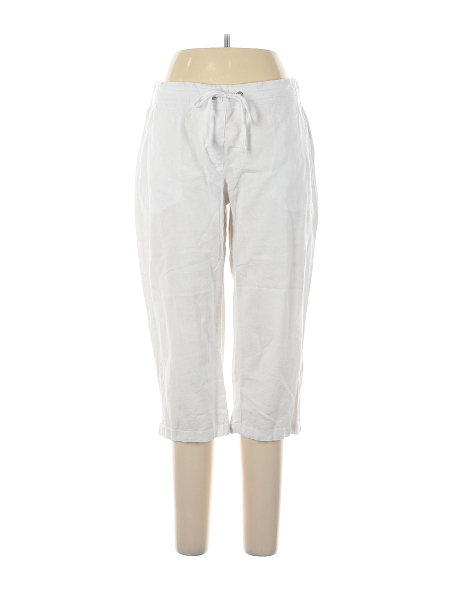 Per Se Women White Linen Pants L | eBay