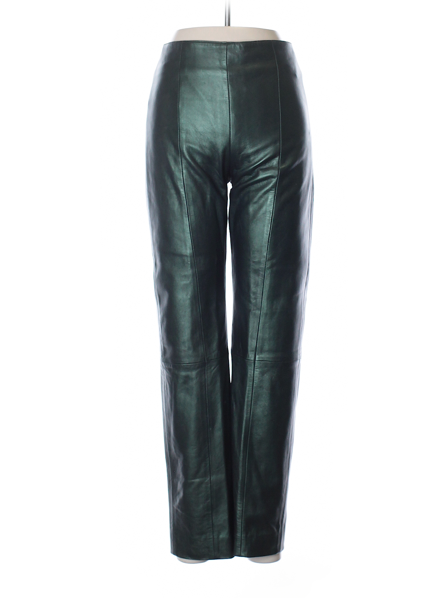 Michael Hoban 100% Leather Solid Dark Green Leather Pants Size 6 - 96% ...