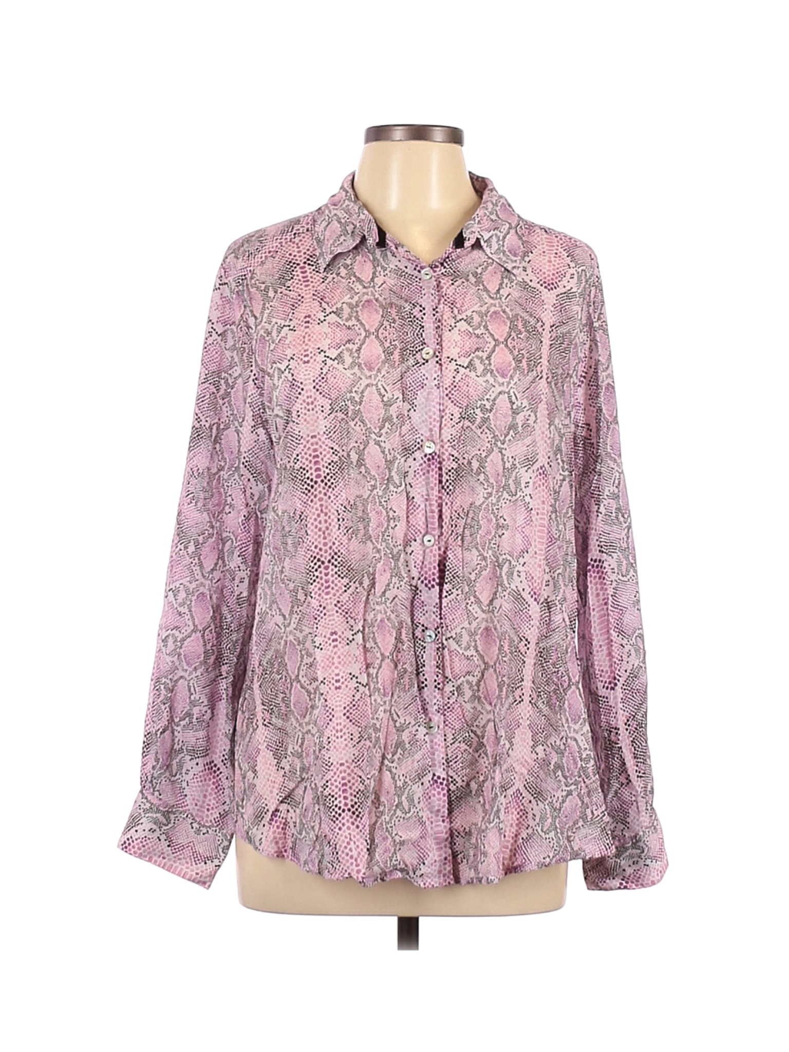 Foxcroft Women Pink Long Sleeve Button-Down Shirt 14 | eBay