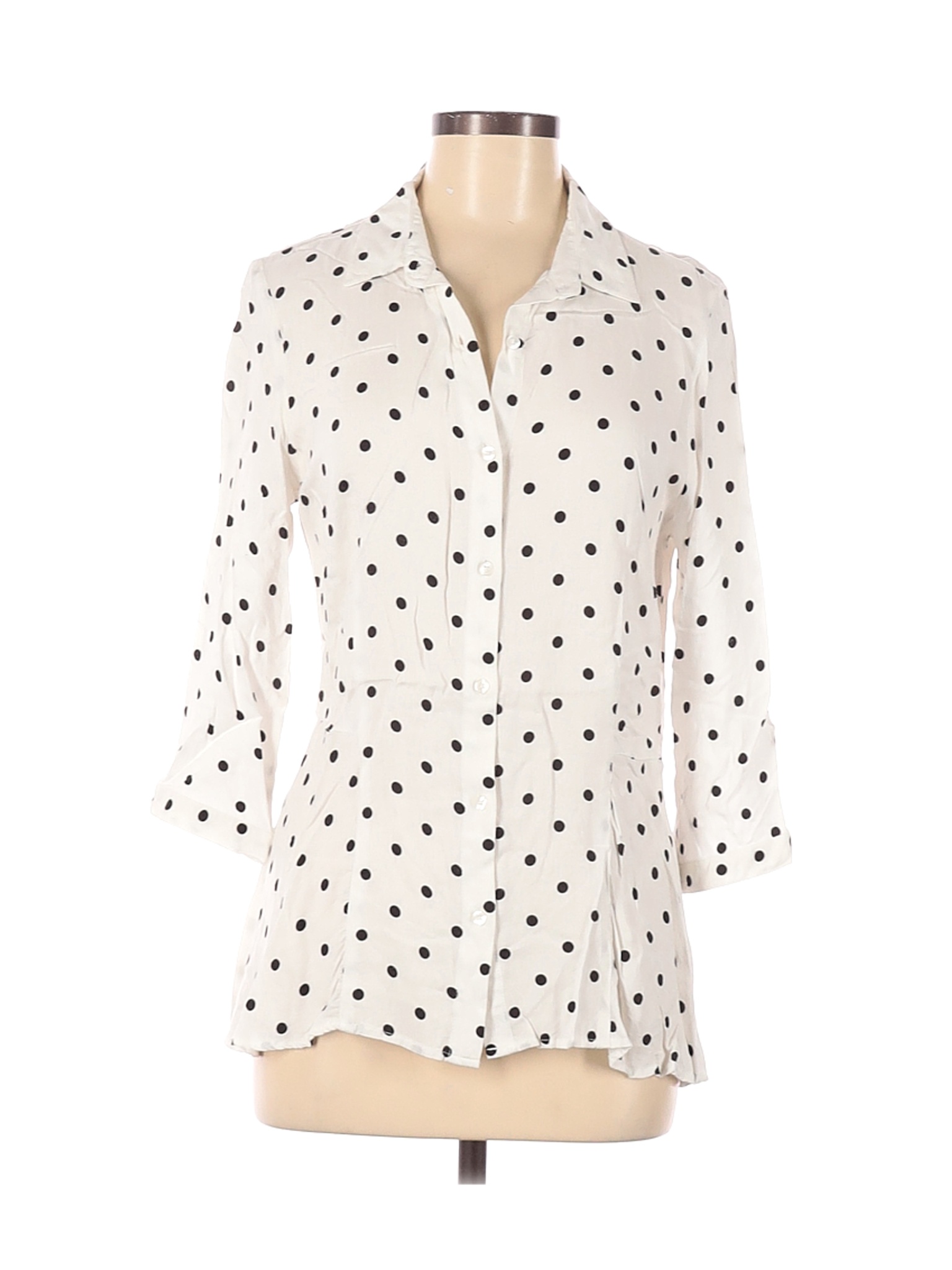 IZOD Women White 3/4 Sleeve Button-Down Shirt M | eBay