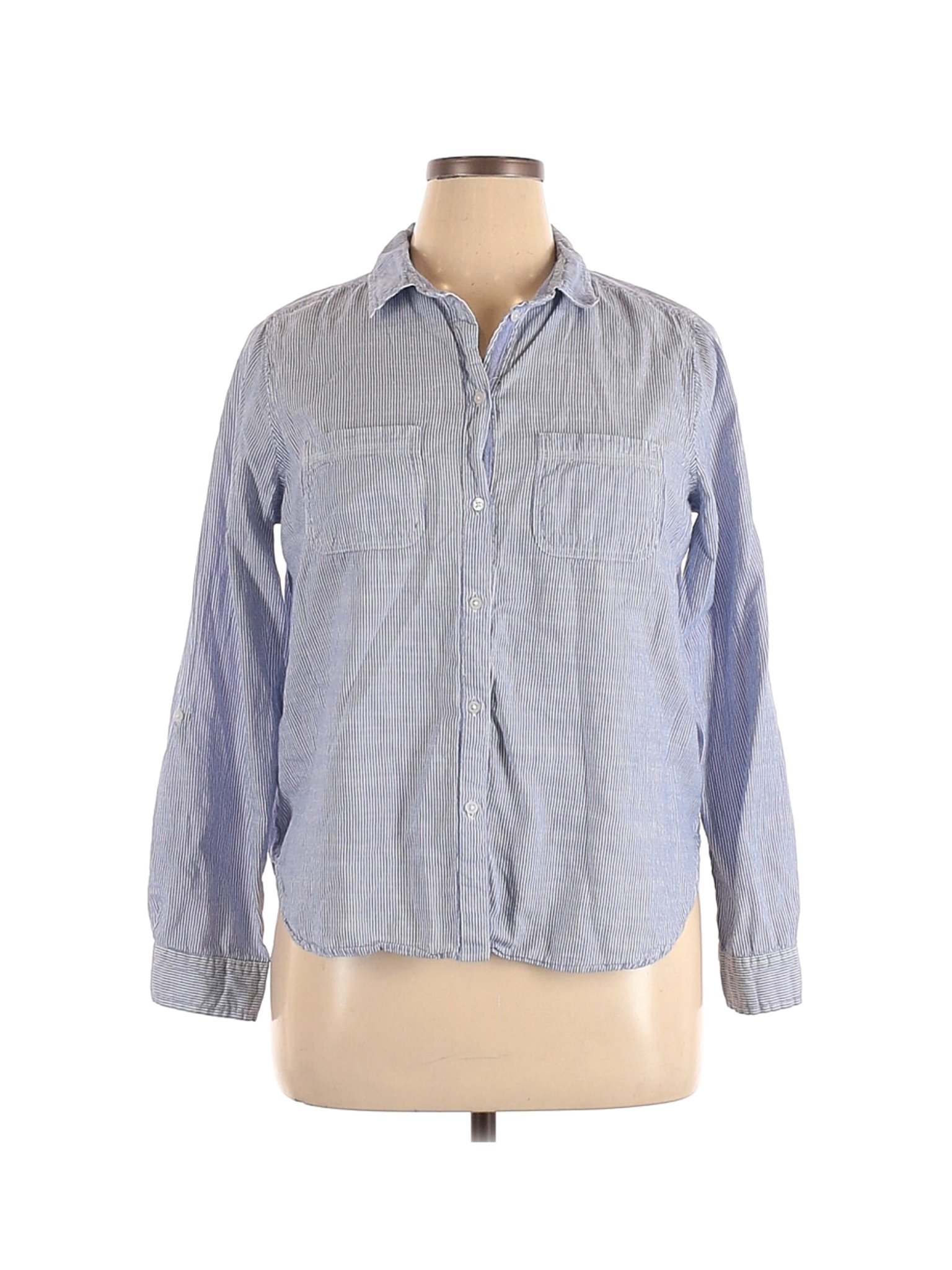 Eden & Olivia Women Blue Long Sleeve Button-Down Shirt XL | eBay