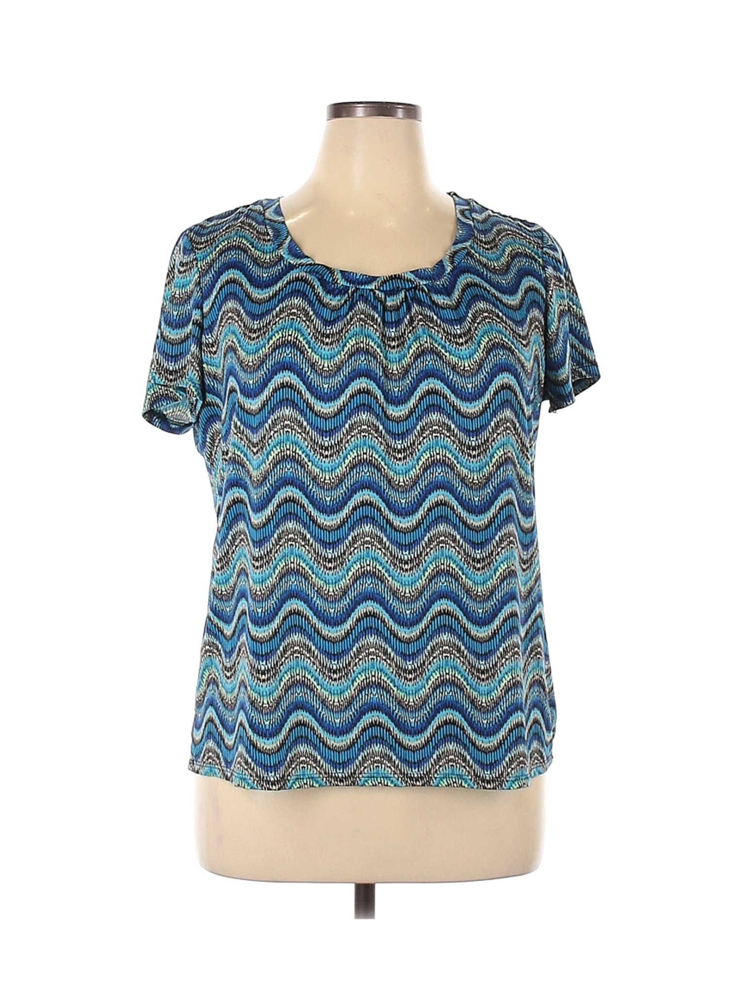 Studio Works Women Blue Short Sleeve Blouse XL | eBay