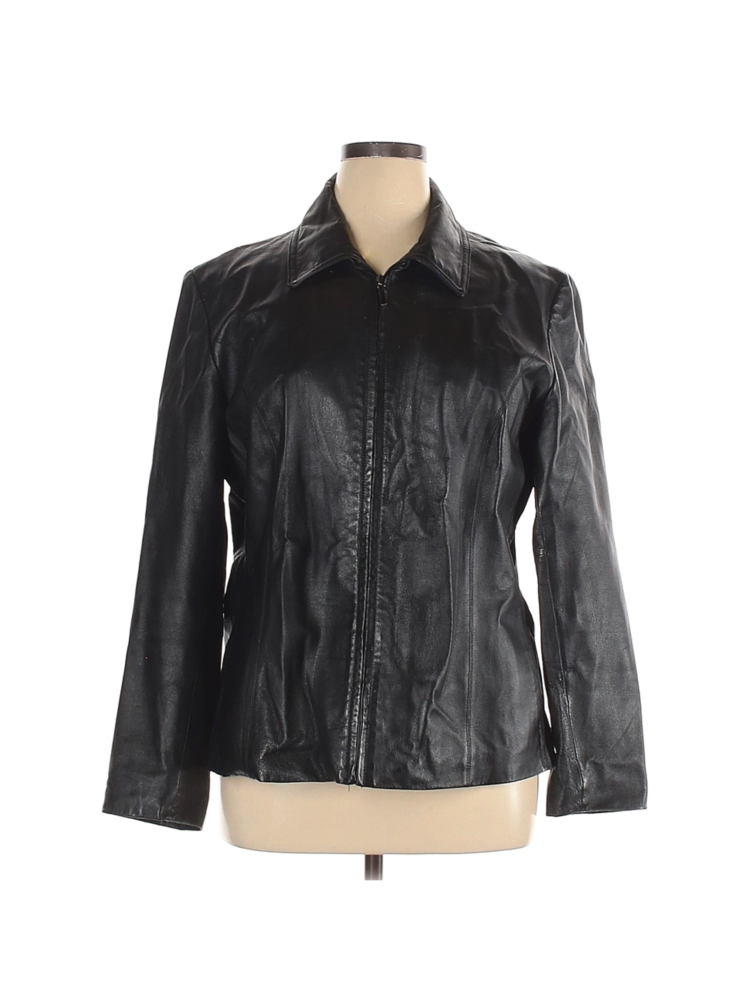 Worthington Women Black Leather Jacket XL | eBay