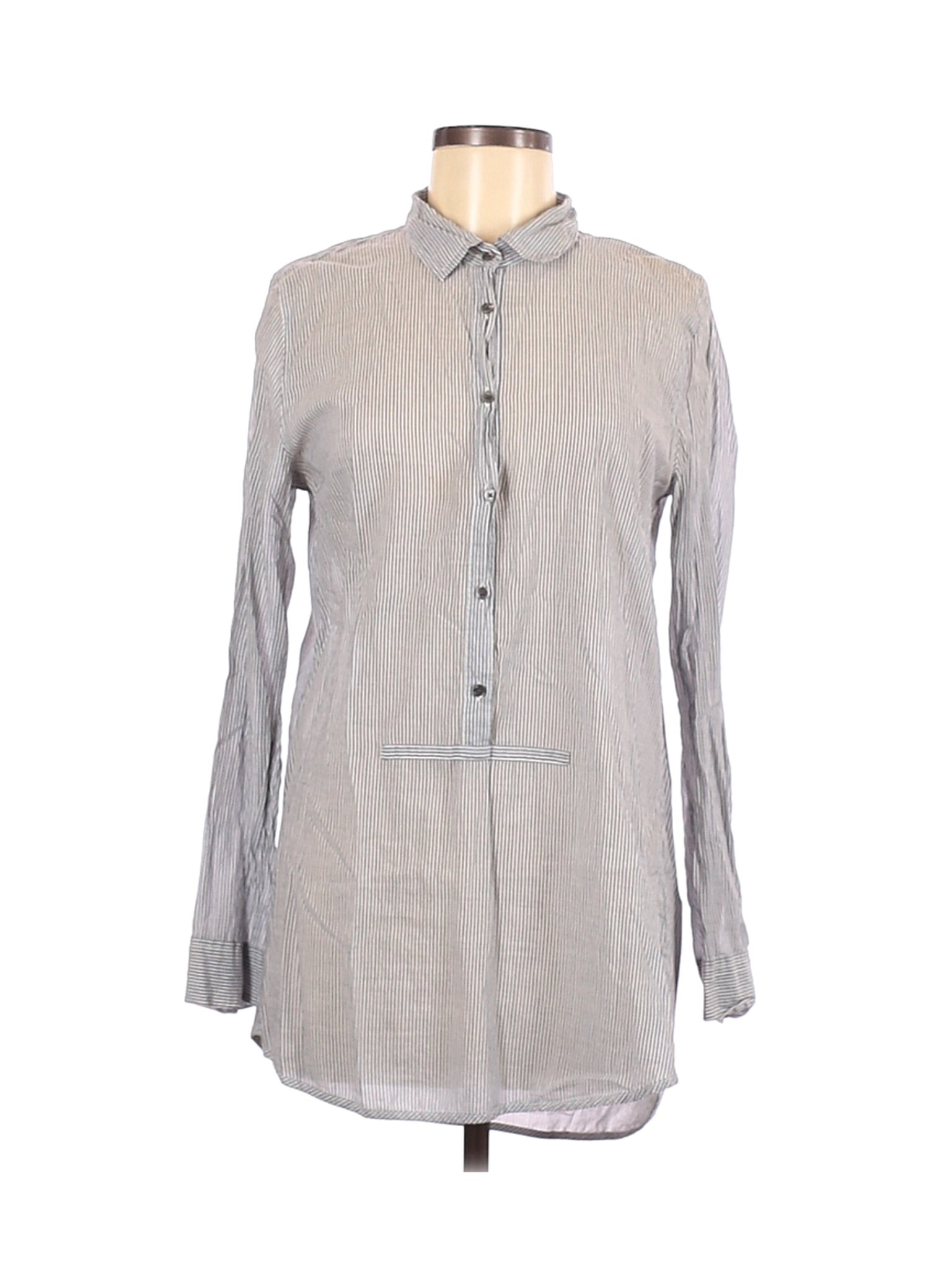 J.Crew Women Gray Long Sleeve Blouse S | eBay
