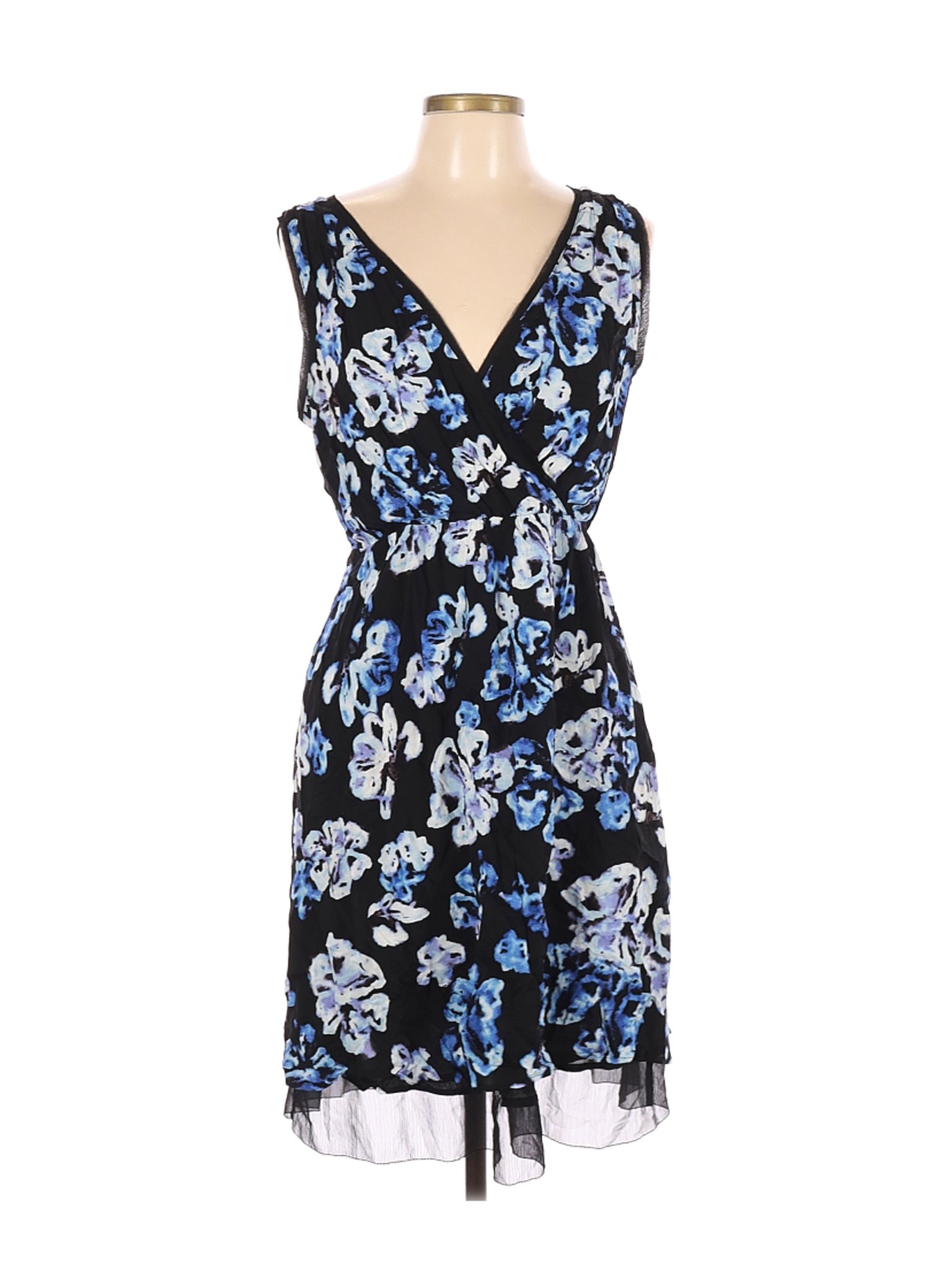 Simply Vera Vera Wang 100% Rayon Floral Black Casual Dress Size M - 62% ...