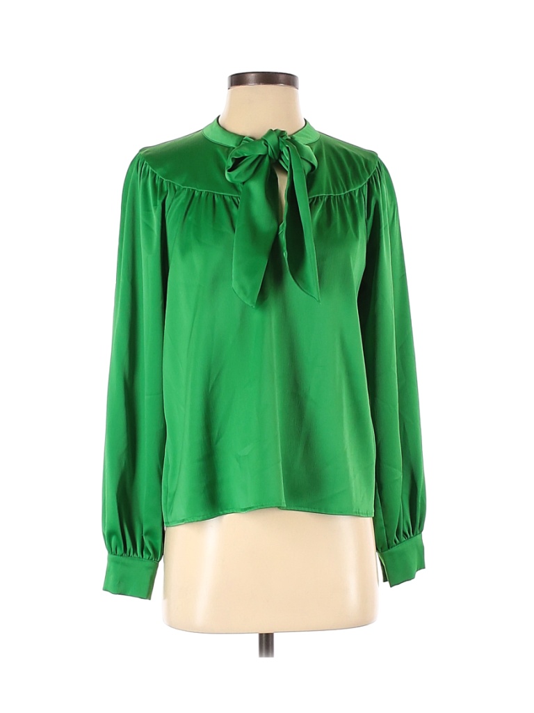 Sweet Baby Jamie Solid Green Green Tie Neck Blouse Size S - photo 1