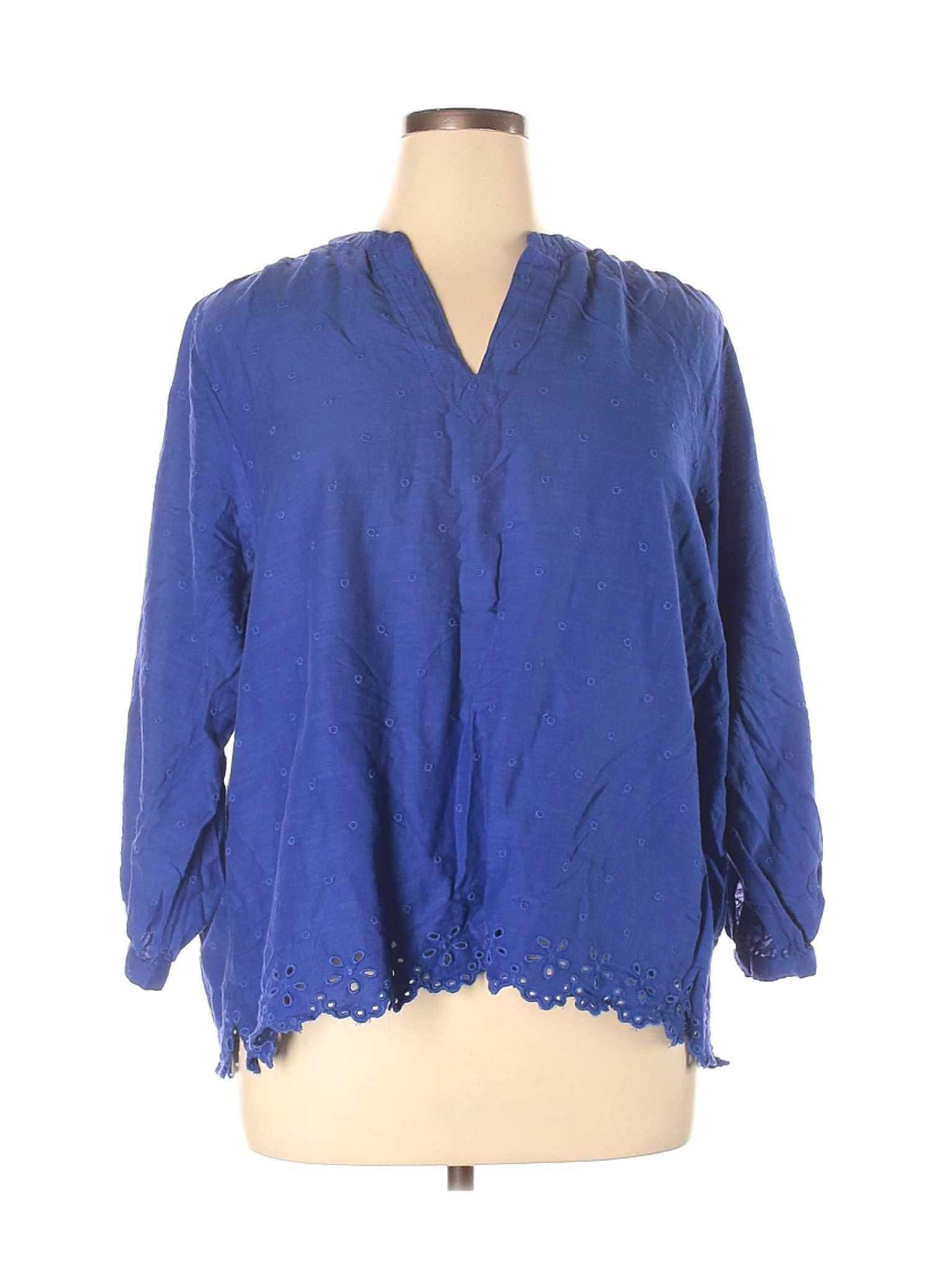 Old Navy Women Blue 3/4 Sleeve Blouse XL | eBay