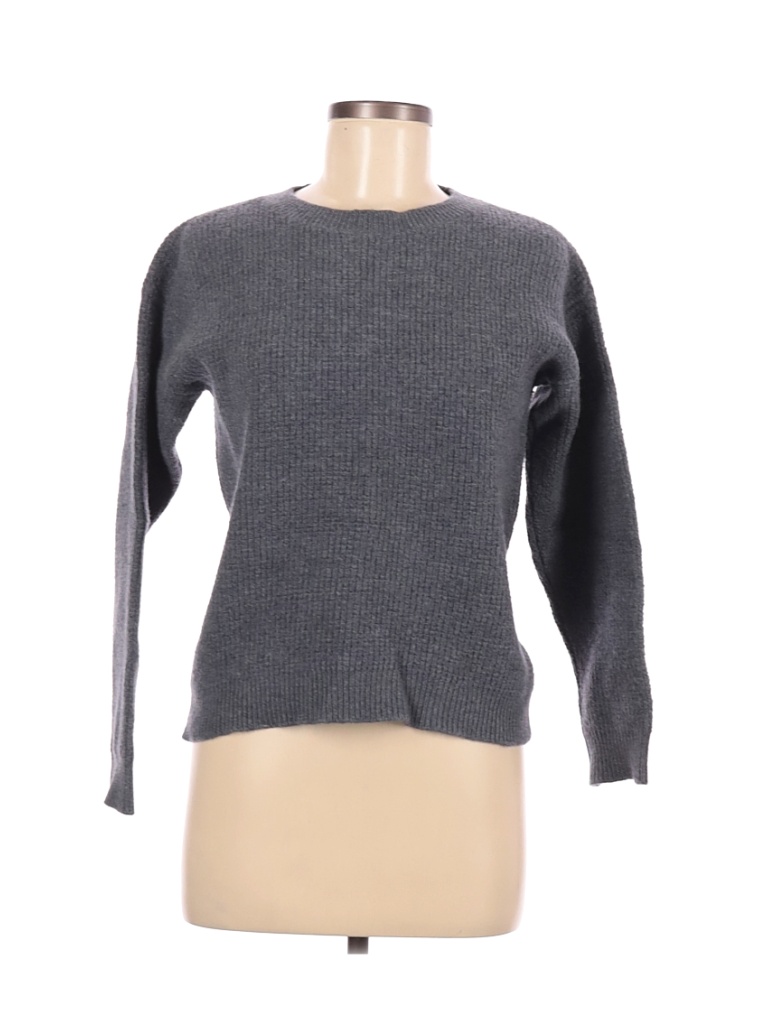 Wilfred Free 100% Merino Wool Solid Gray Blue Wool Pullover Sweater ...