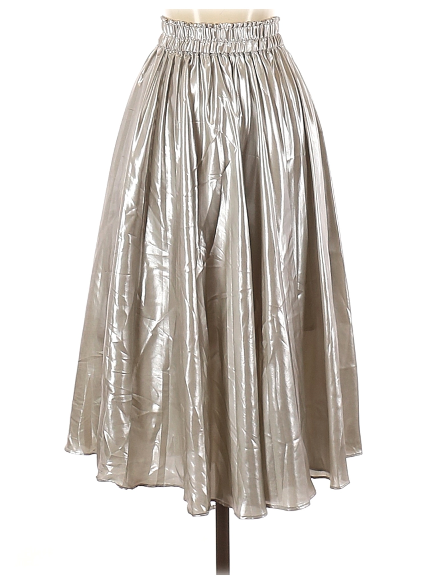 silver silk skirt