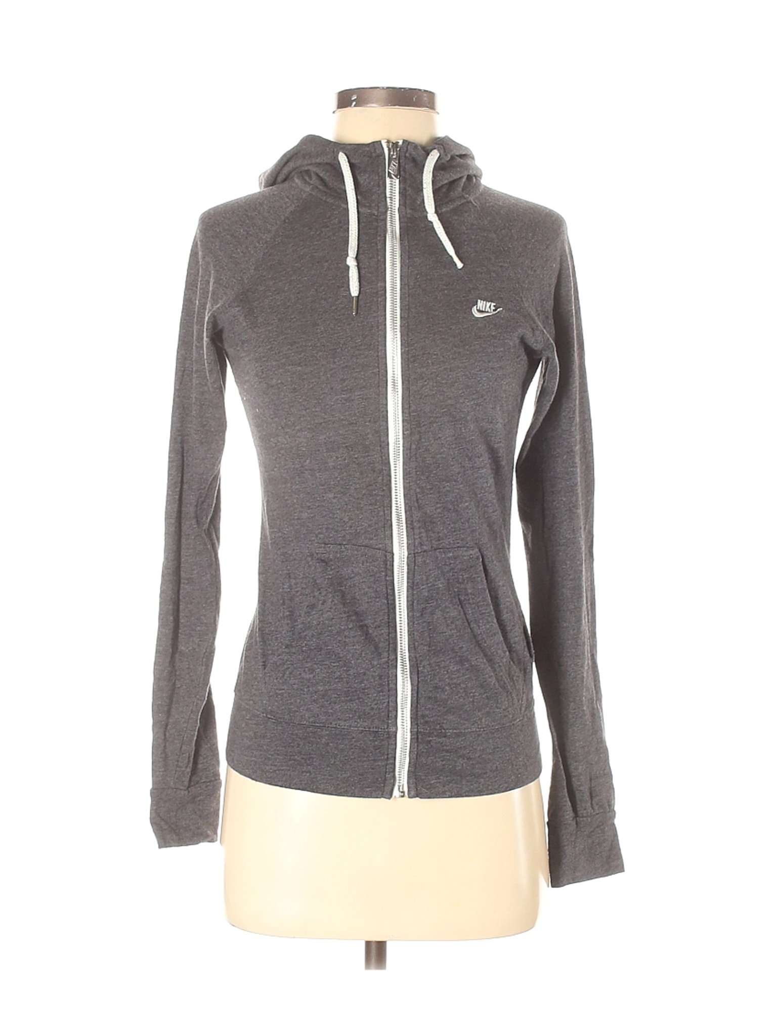 nike grey zip up hoodie women's