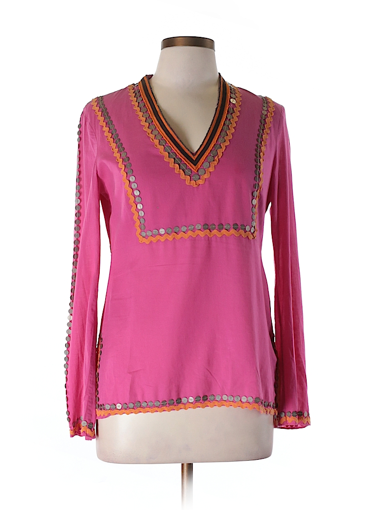 Tory Burch 100% Cotton Pink Long Sleeve Blouse Size 8 - photo 1