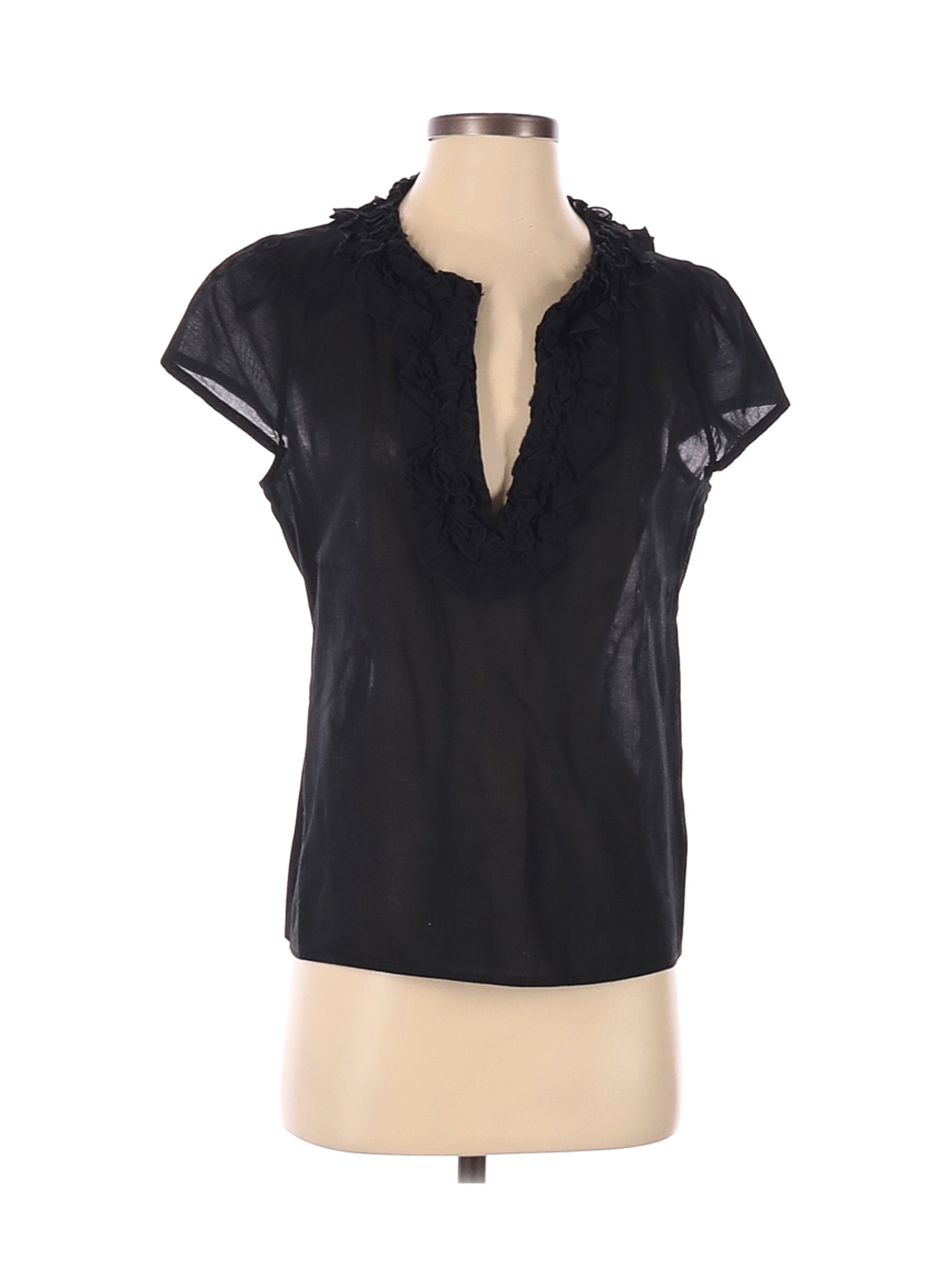 black short sleeve blouse with collar
