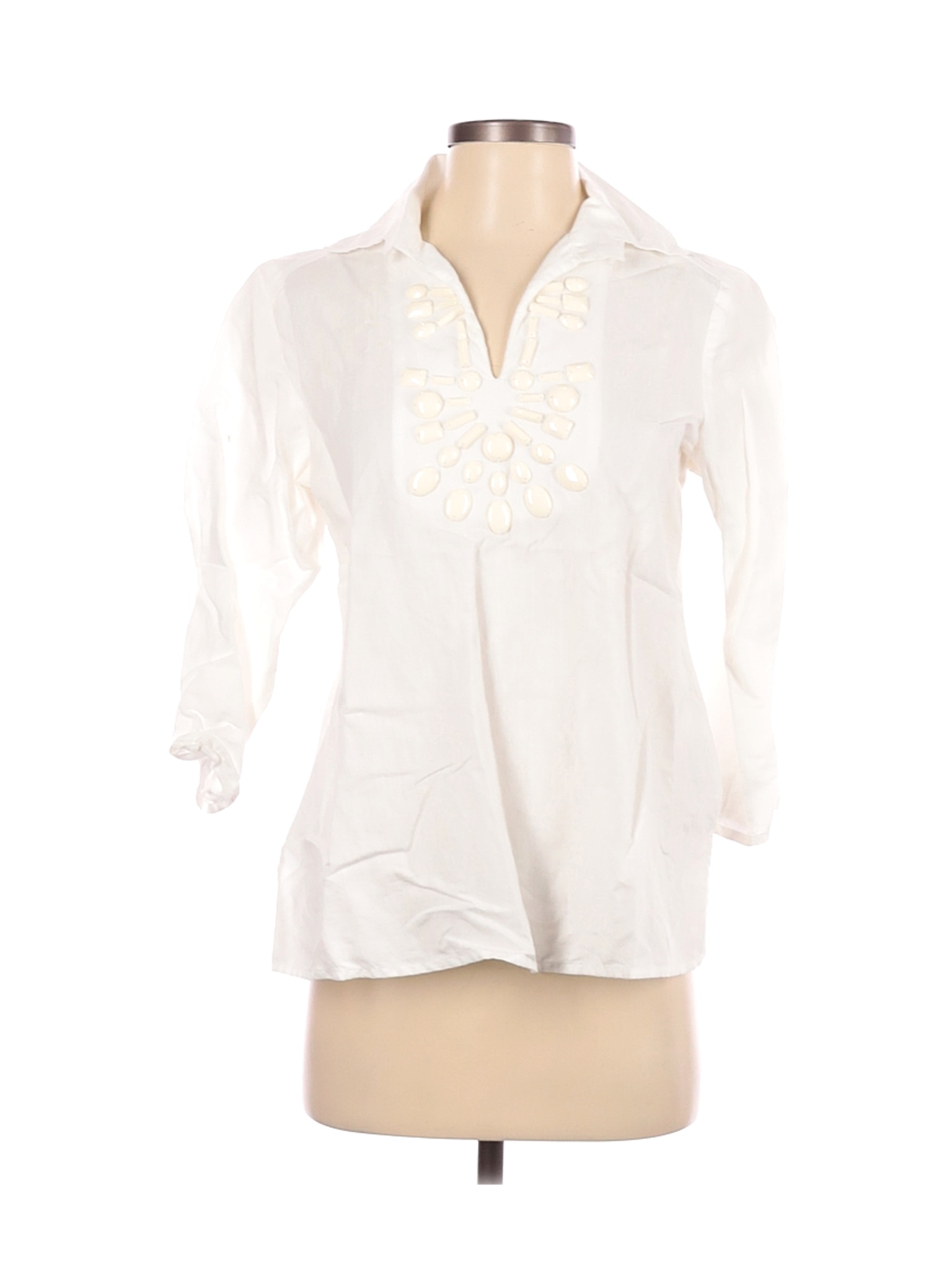 Talbots Women White 3/4 Sleeve Blouse S | eBay