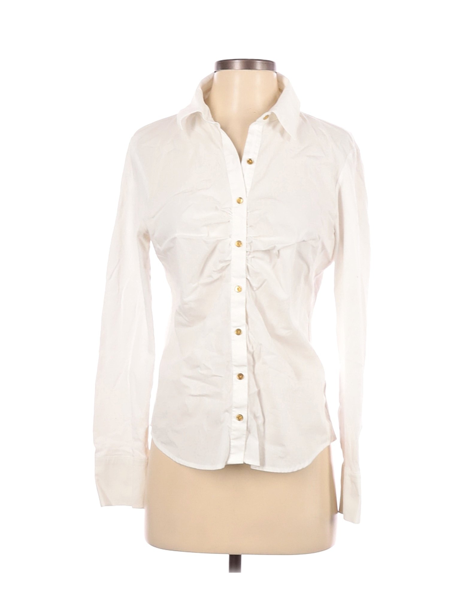 Kohl's Women Ivory Long Sleeve Button-Down Shirt 10 | eBay