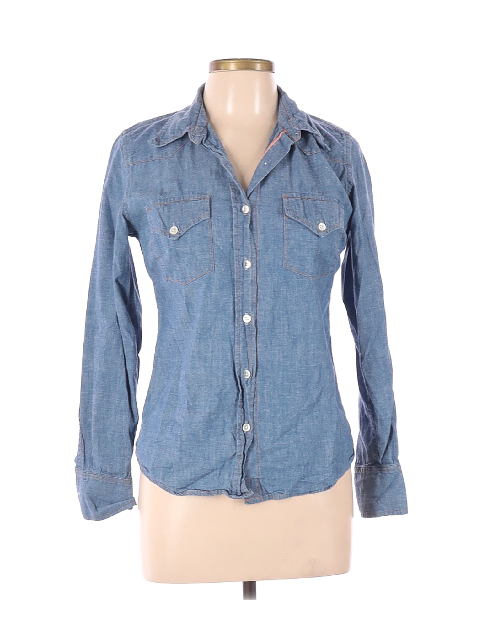 Jean Shop Women Blue Long Sleeve Button-Down Shirt M | eBay