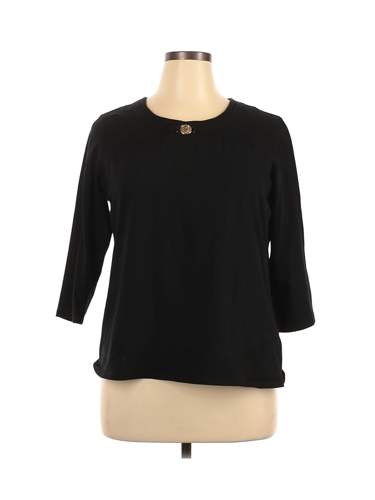 Anne Klein Women Black 3/4 Sleeve Top XL | eBay