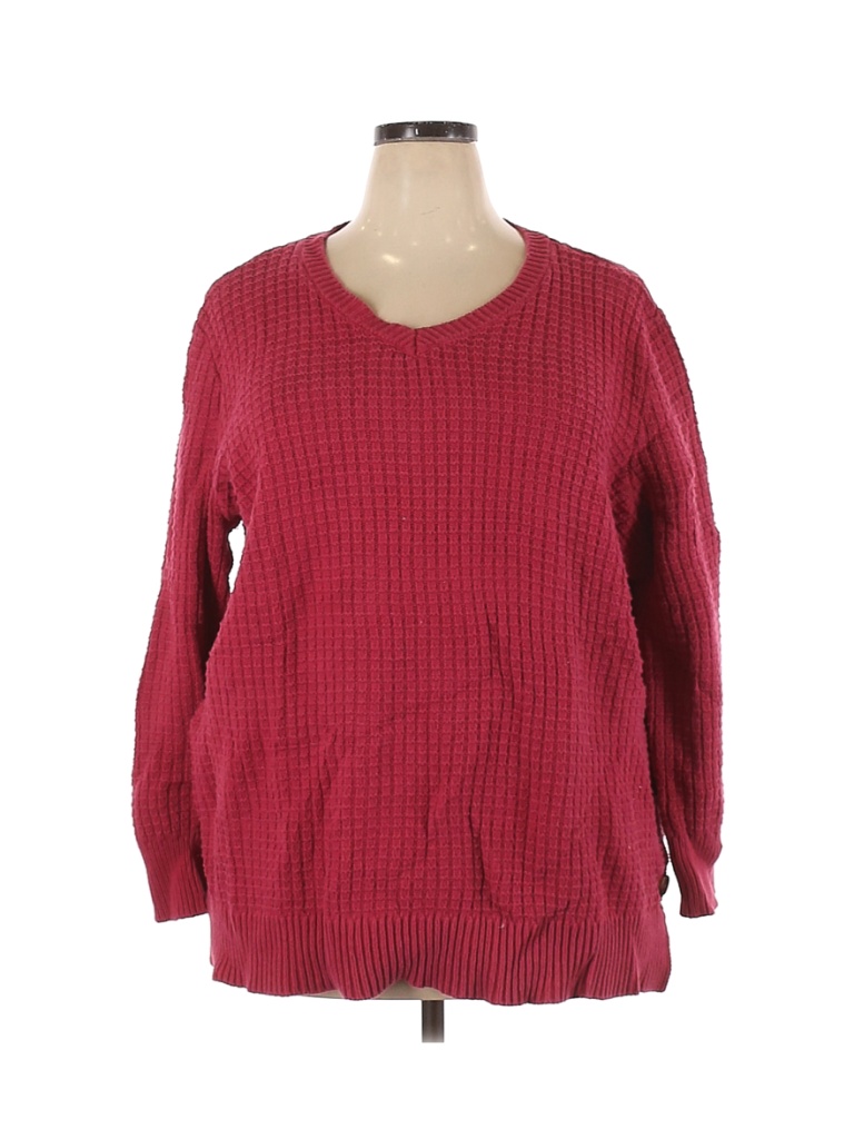 Woman Within Solid Maroon Pink Pullover Sweater Size 26 (2X) (Plus ...