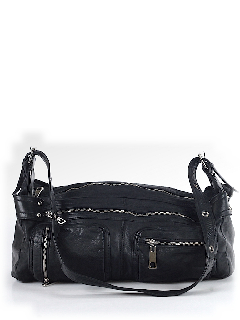 Steven by Steve Madden 100% Leather Solid Black Leather Shoulder Bag ...