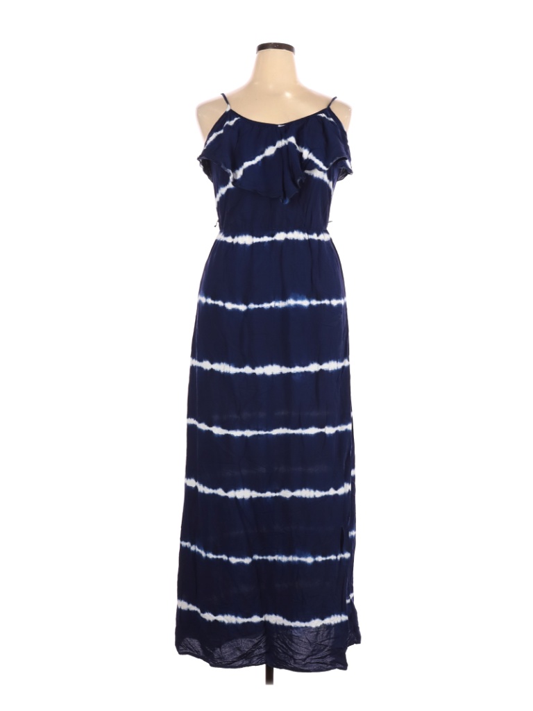 Iz Byer 100% Cotton Stripes Tie-dye Blue Casual Dress Size XL - photo 1