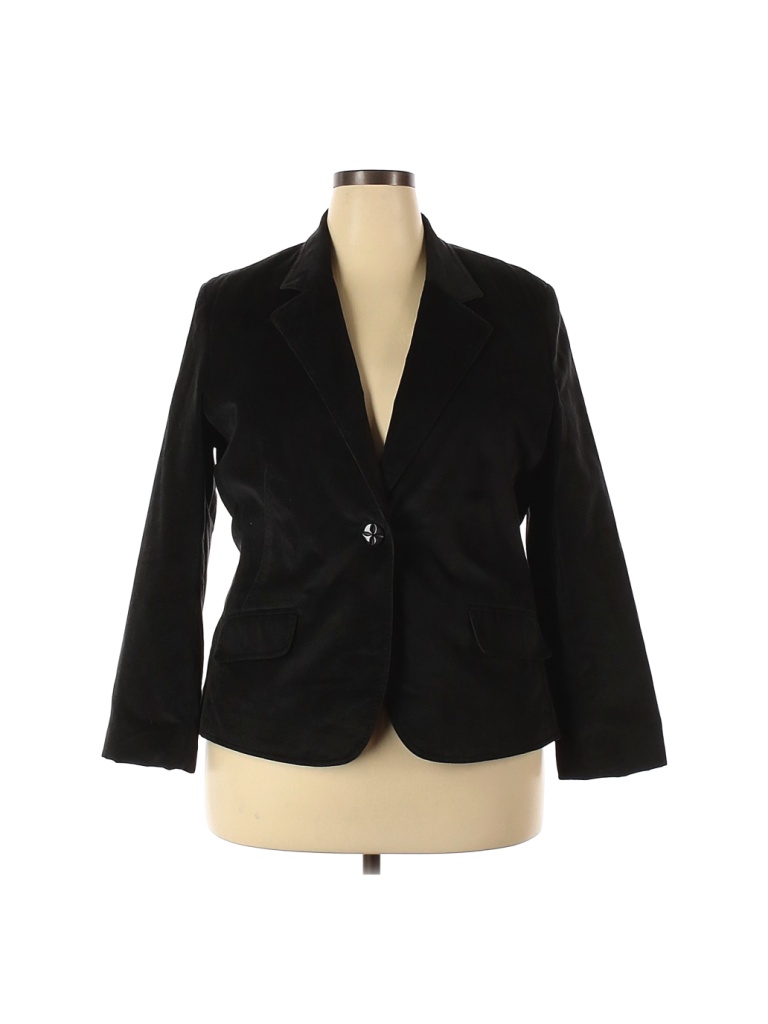 Sag Harbor 100% Cotton Solid Black Blazer Size 18 (Plus) - 58% off ...