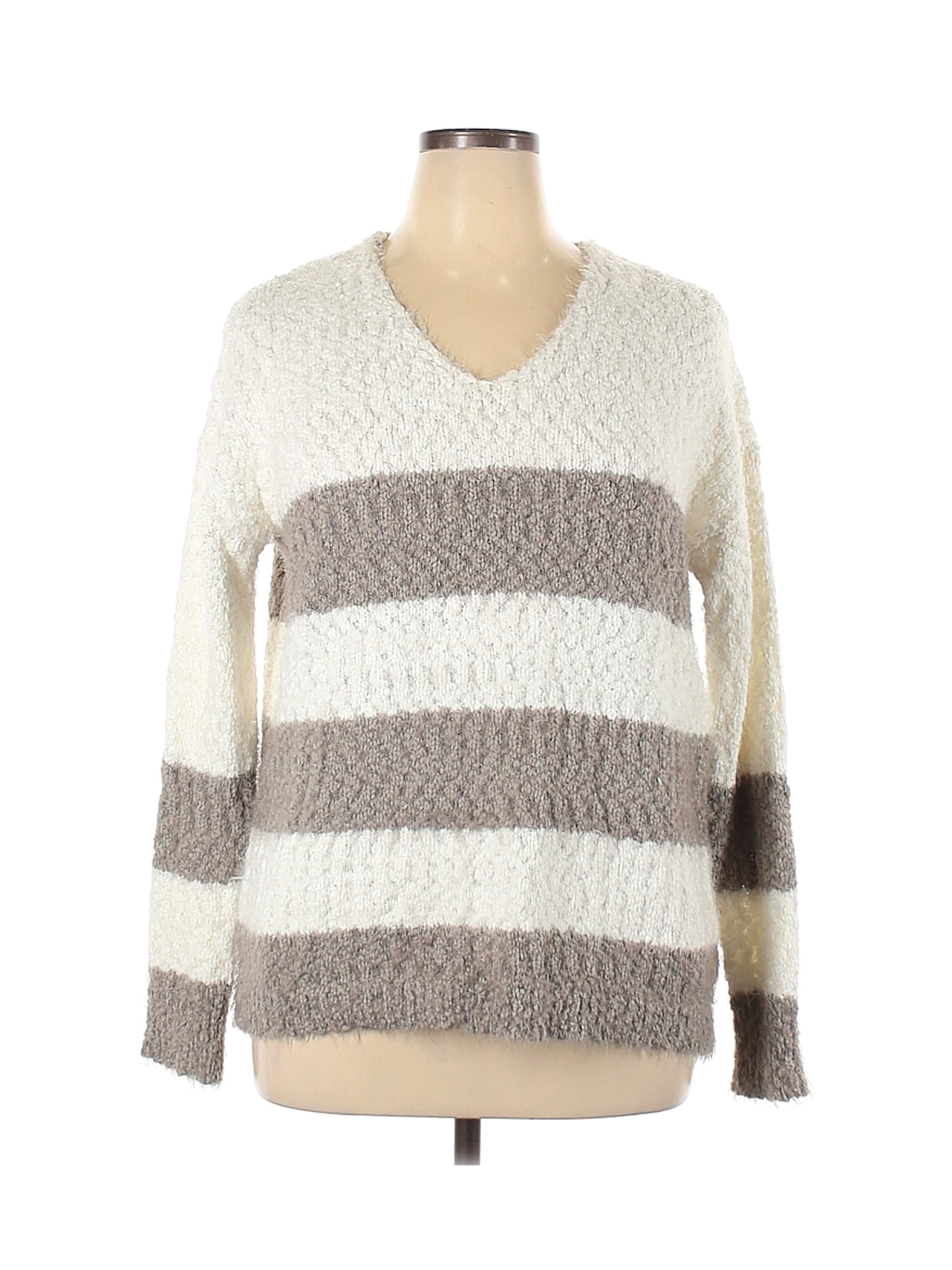 Knox Rose Color Block Stripes Multi Color Ivory Pullover Sweater Size ...