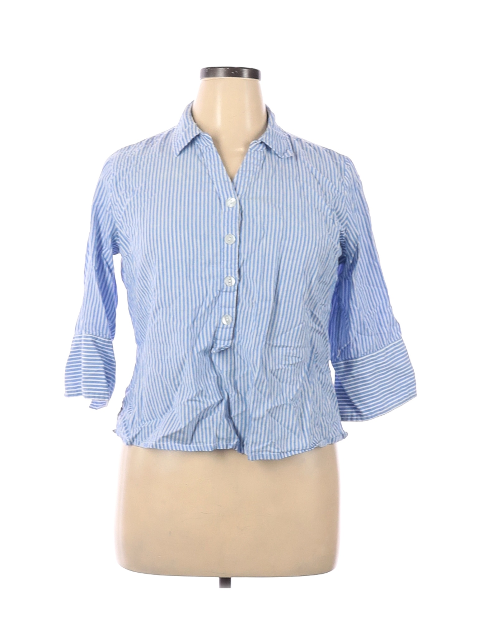 Rebecca Malone Women Blue Long Sleeve Button-Down Shirt XL | eBay