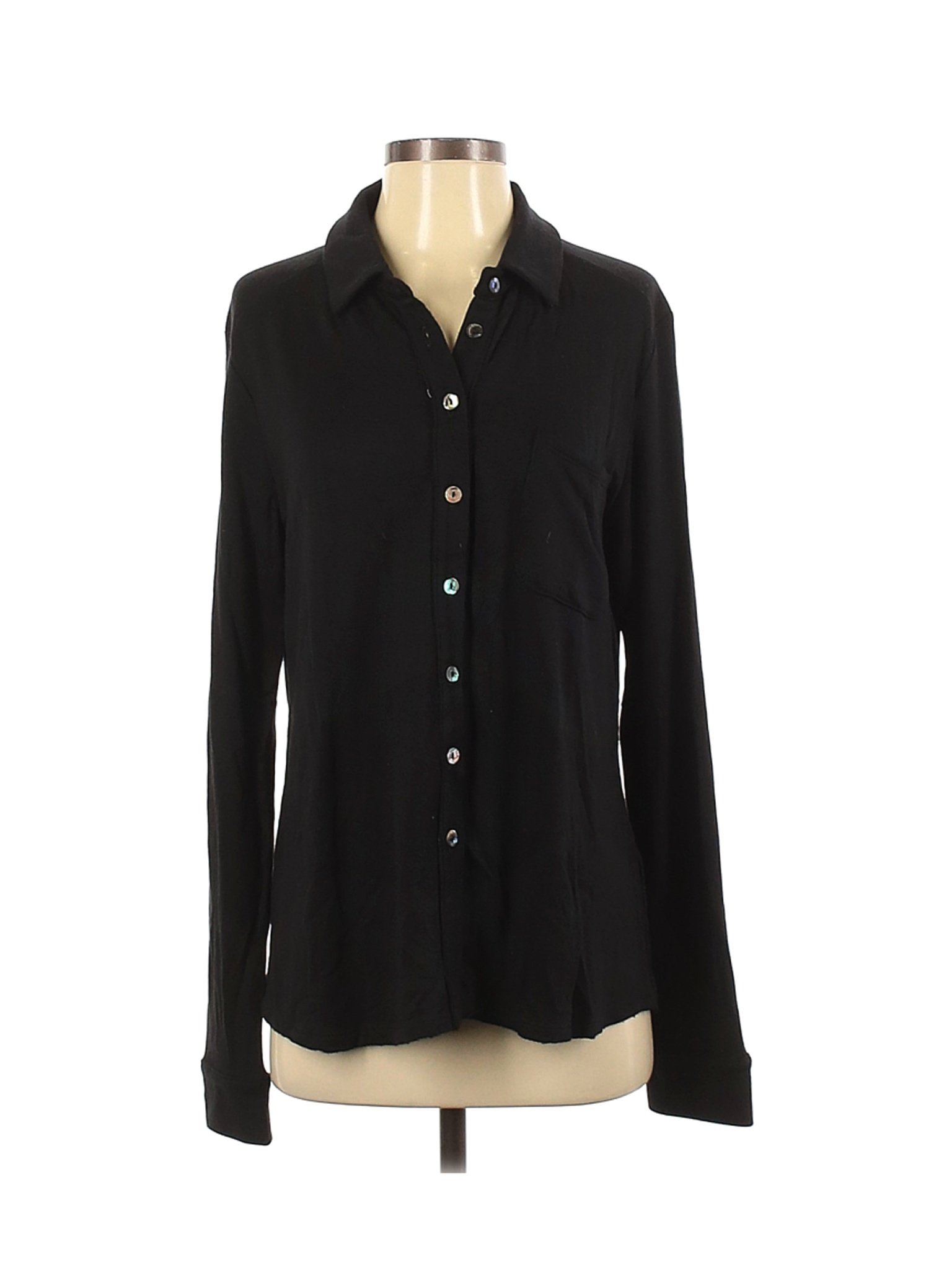 Bleusalt Women Black Long Sleeve Button-Down Shirt 3 | eBay
