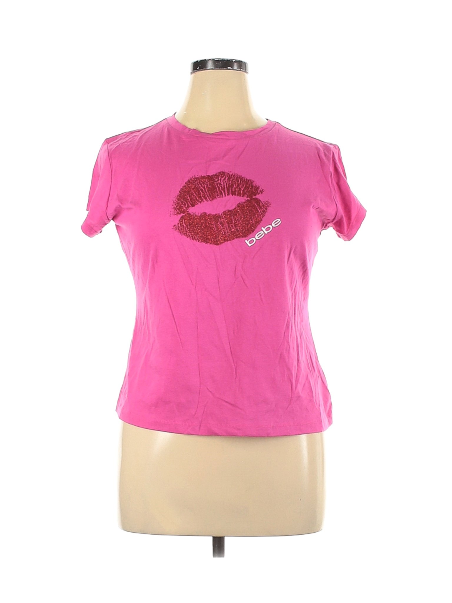 Bebe Women Pink Short Sleeve T-Shirt XL | eBay