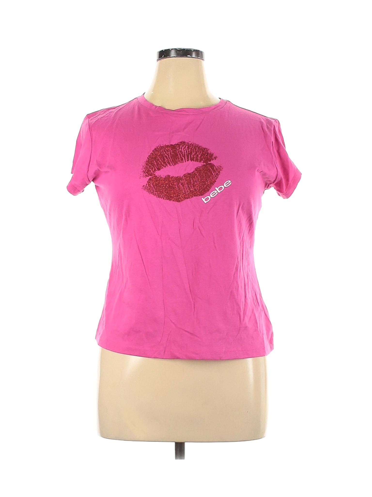 Bebe Women Pink Short Sleeve T-Shirt XL | eBay