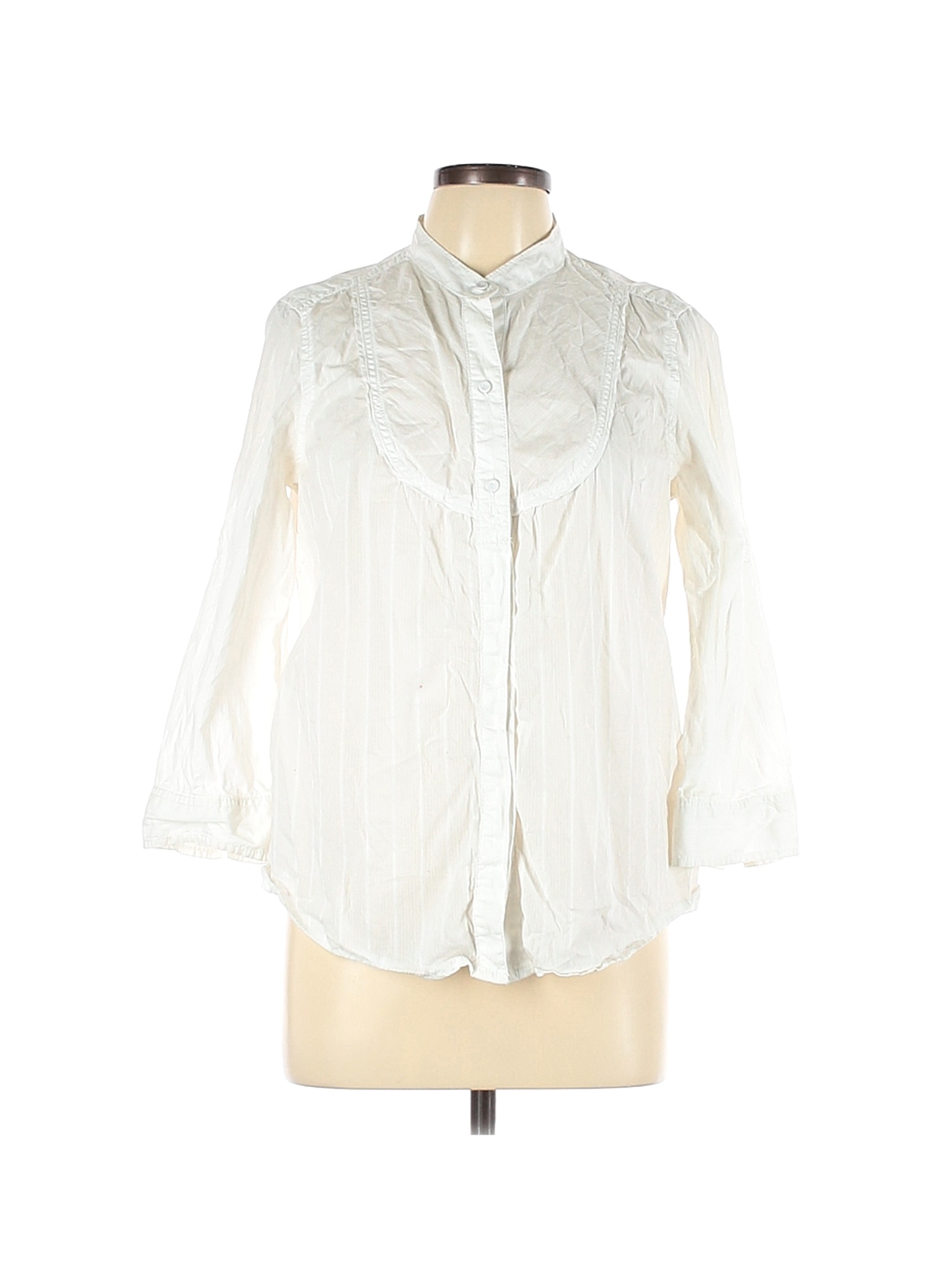 Liz Claiborne Women White 3/4 Sleeve Button-Down Shirt L | eBay