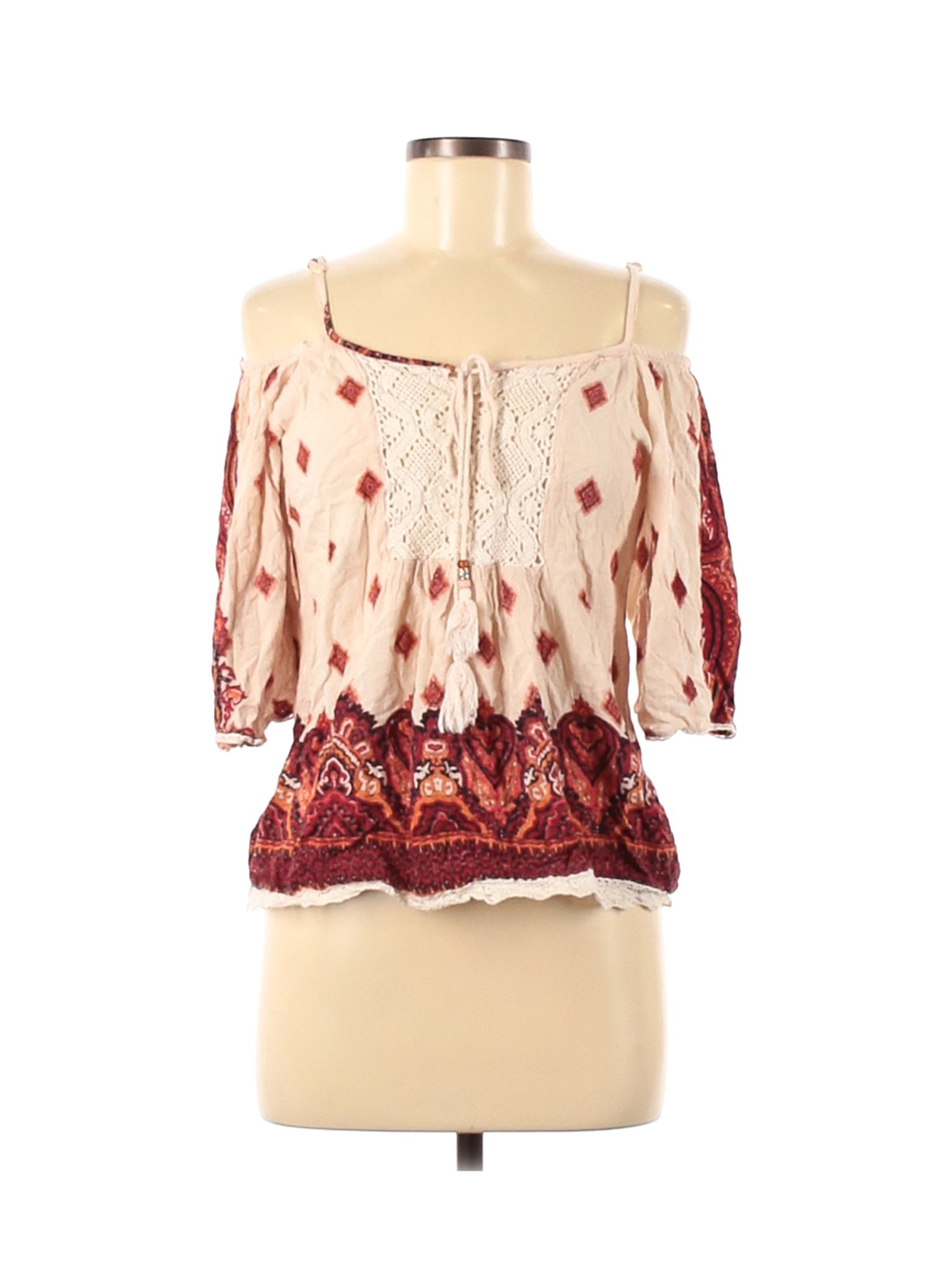 brown short sleeve blouse