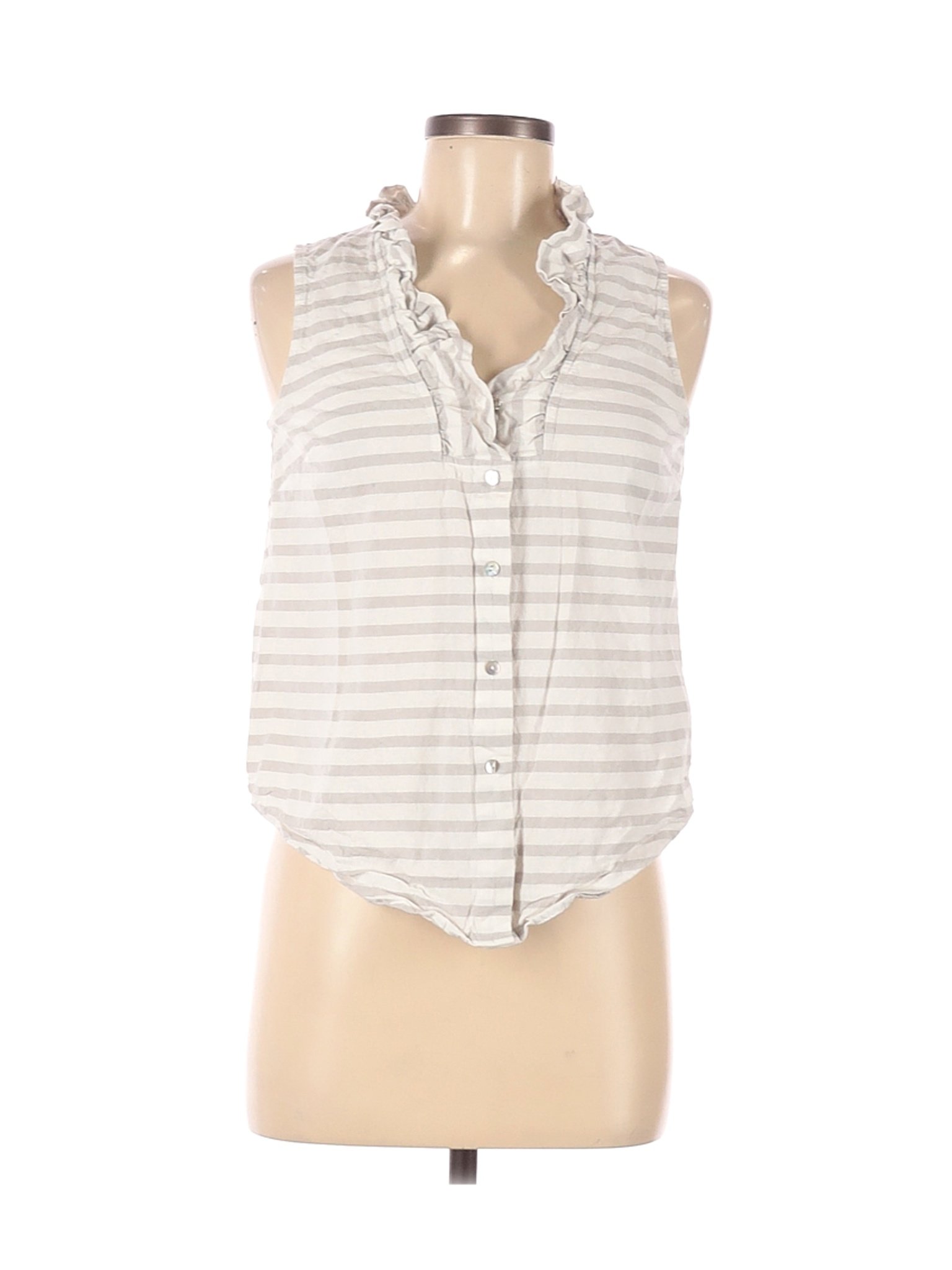 Cremieux Women Ivory Sleeveless Button-Down Shirt S | eBay
