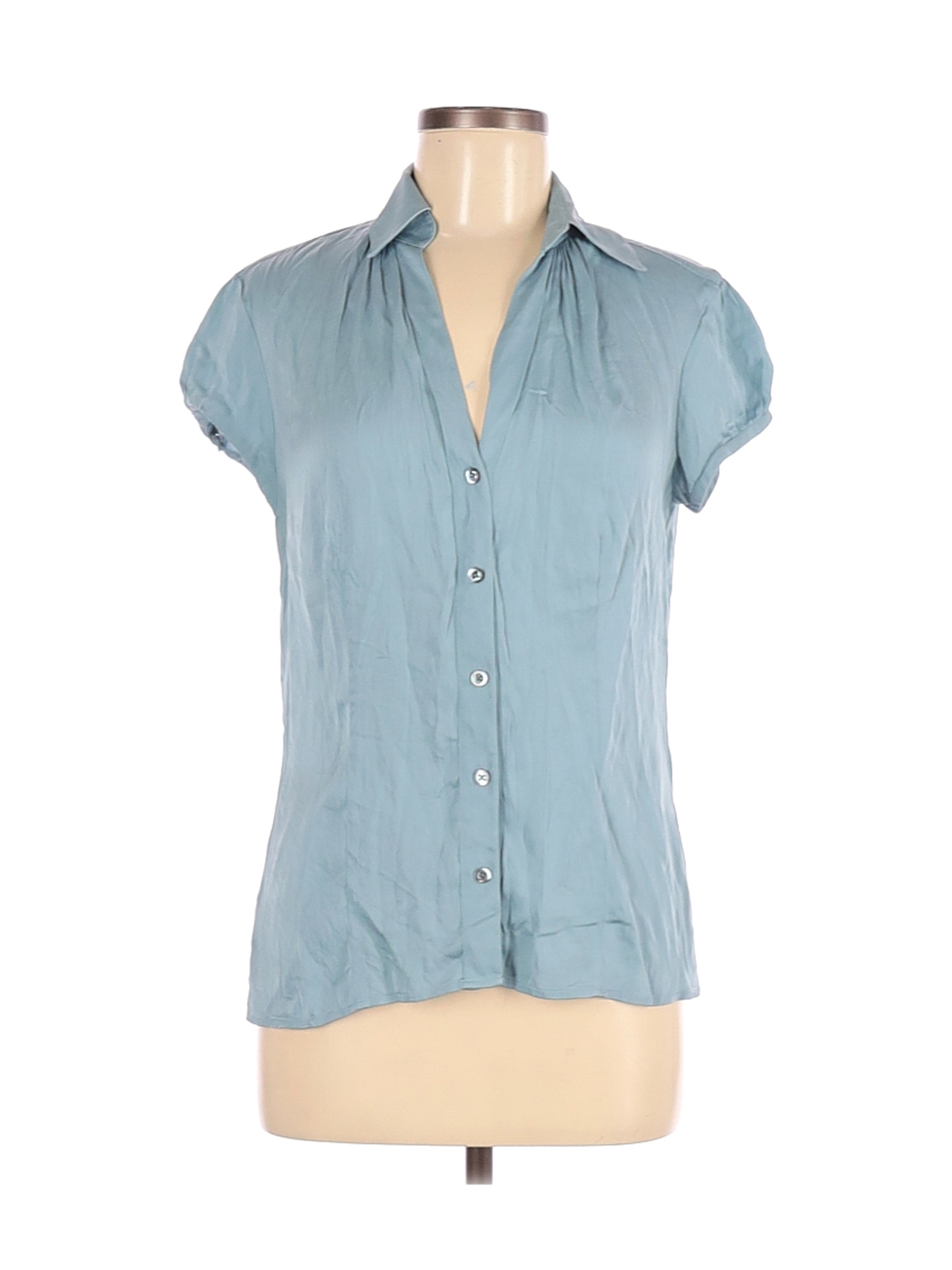 Ann Taylor Women Blue Short Sleeve Silk Top 8 | eBay