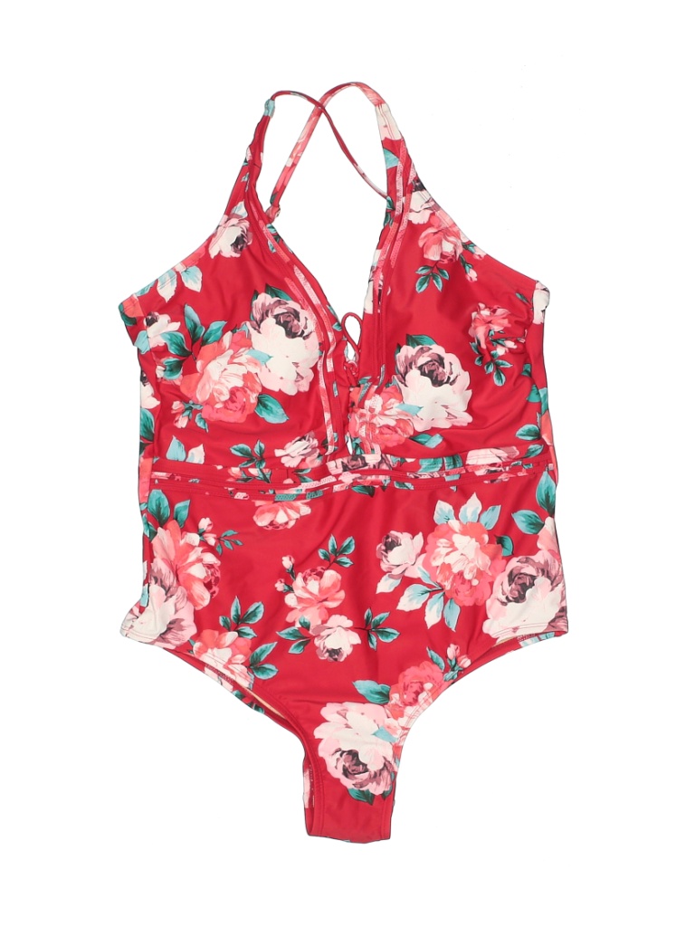 Kona Sol Floral Red One Piece Swimsuit Size XL - 36% off | thredUP