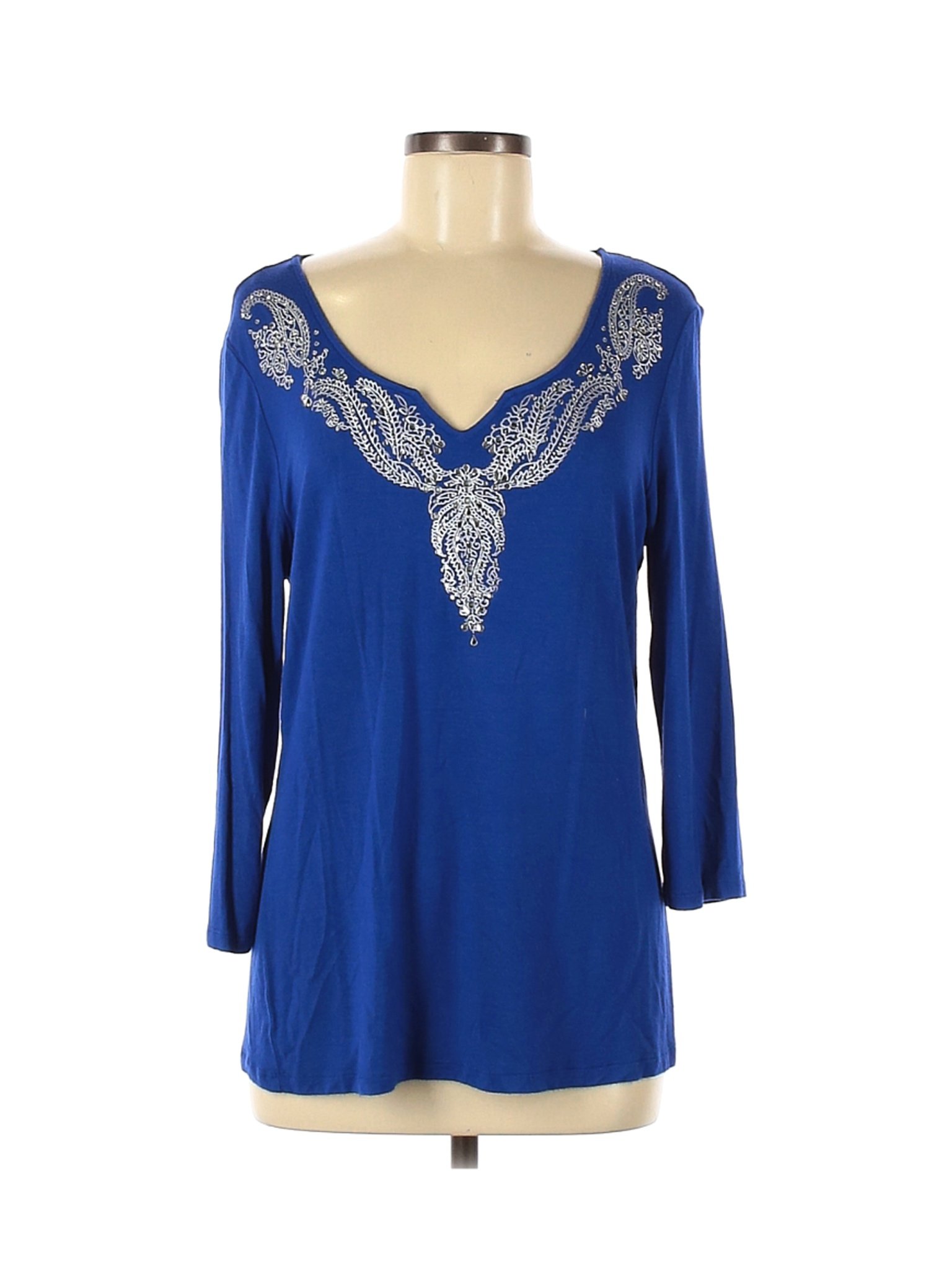Laura Ashley Women Blue 3/4 Sleeve Top M | eBay