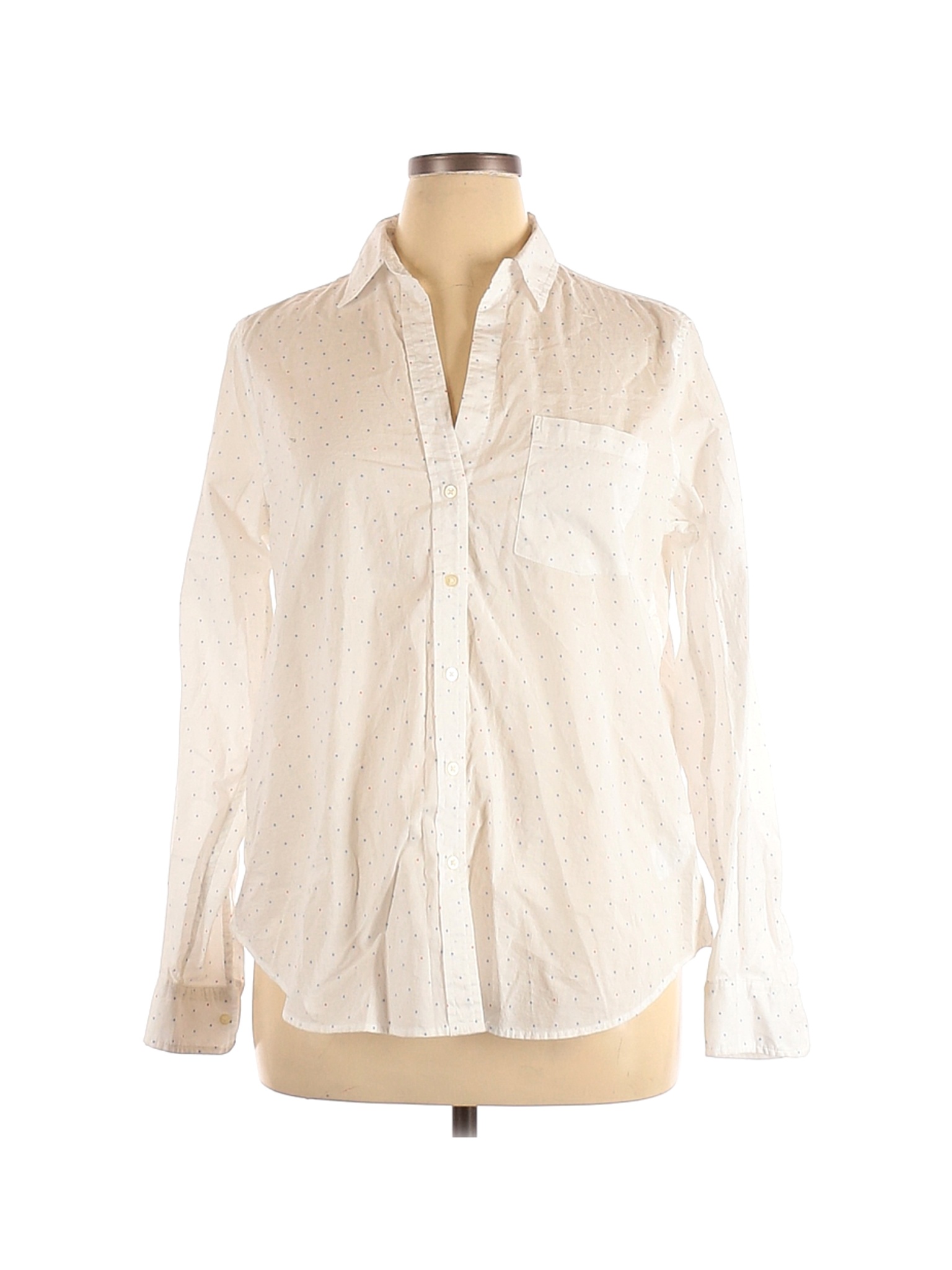 Gap Women Ivory Long Sleeve Button-Down Shirt XL | eBay