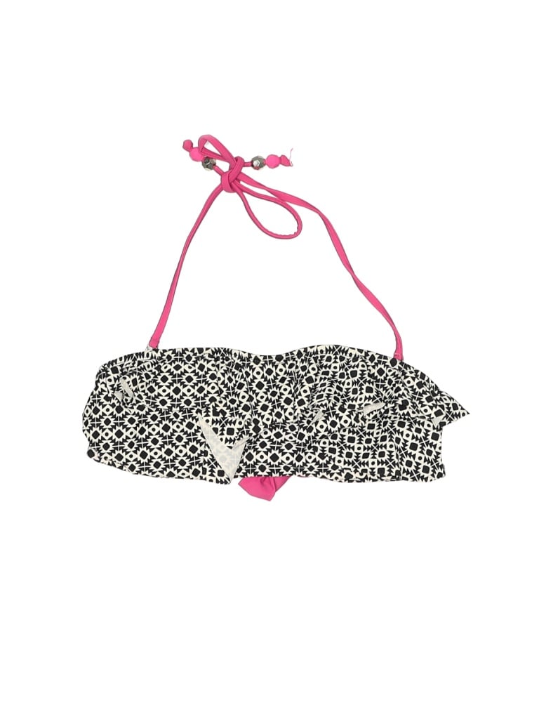 Pre-owned Xhilaration Swimsuit Top Black Print Pattern Swimwear