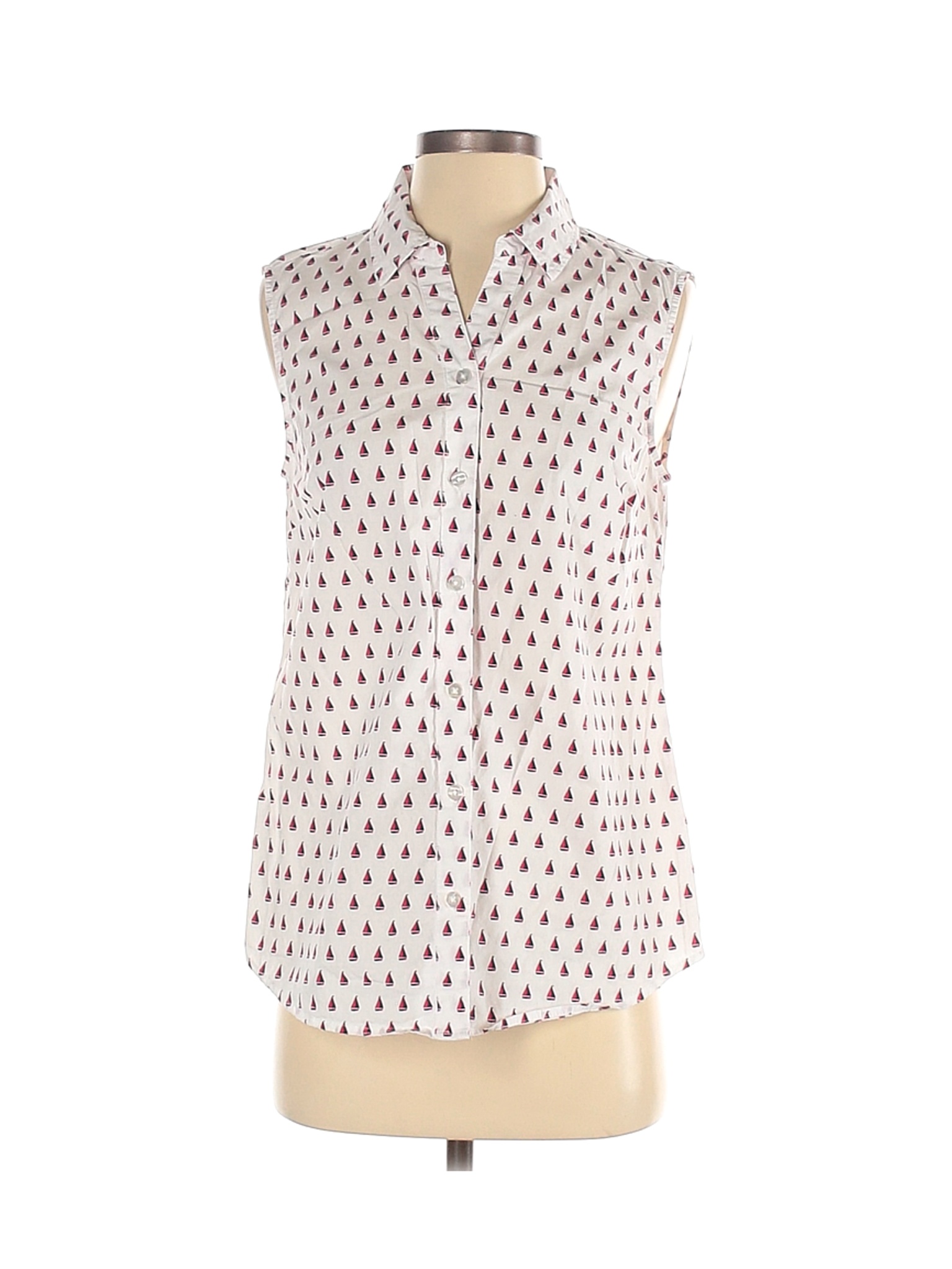 Christopher & Banks Women White Sleeveless Button-Down Shirt S | eBay