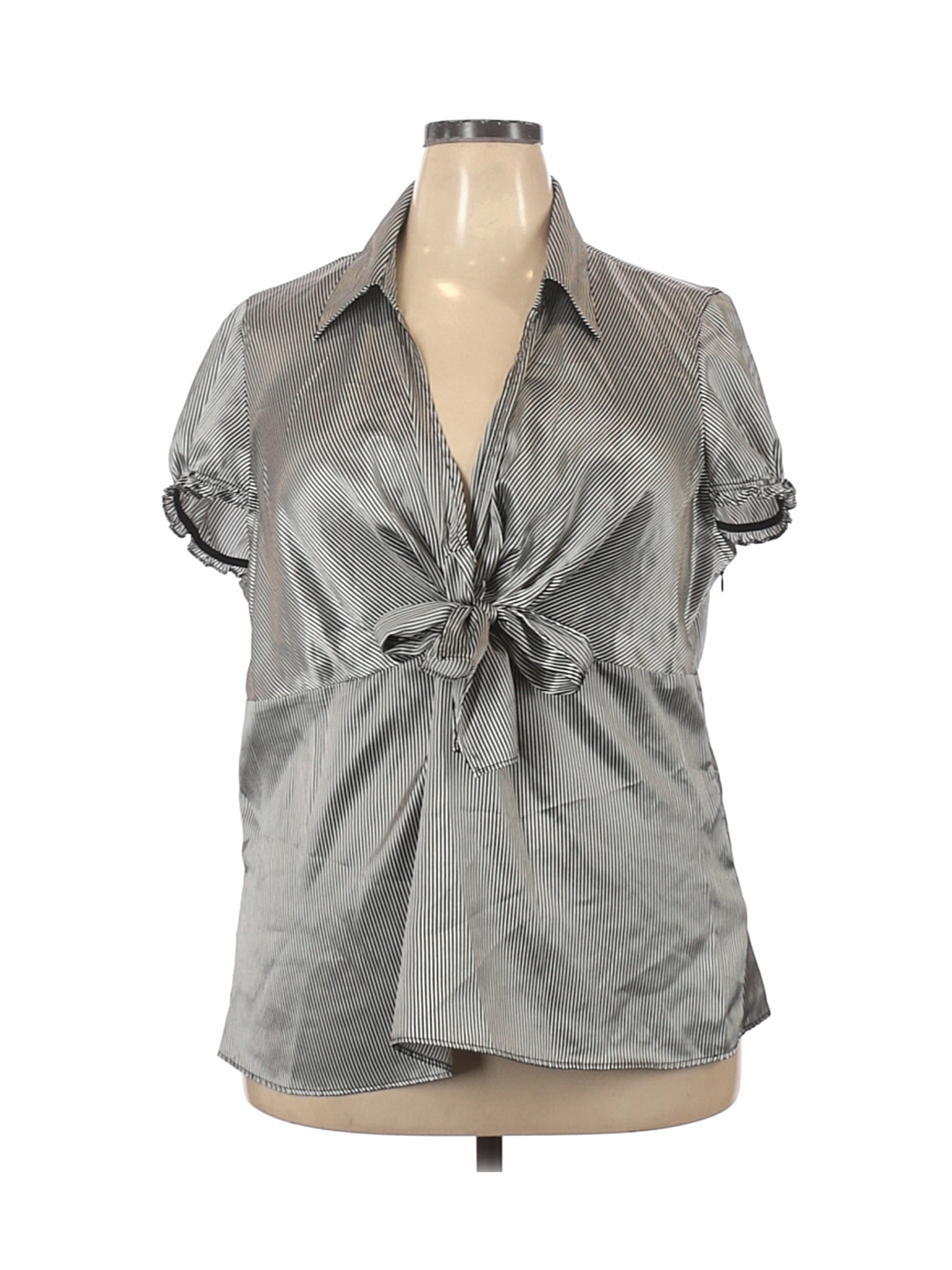 Lane Bryant Women Gray Short Sleeve Blouse 22 Plus | eBay