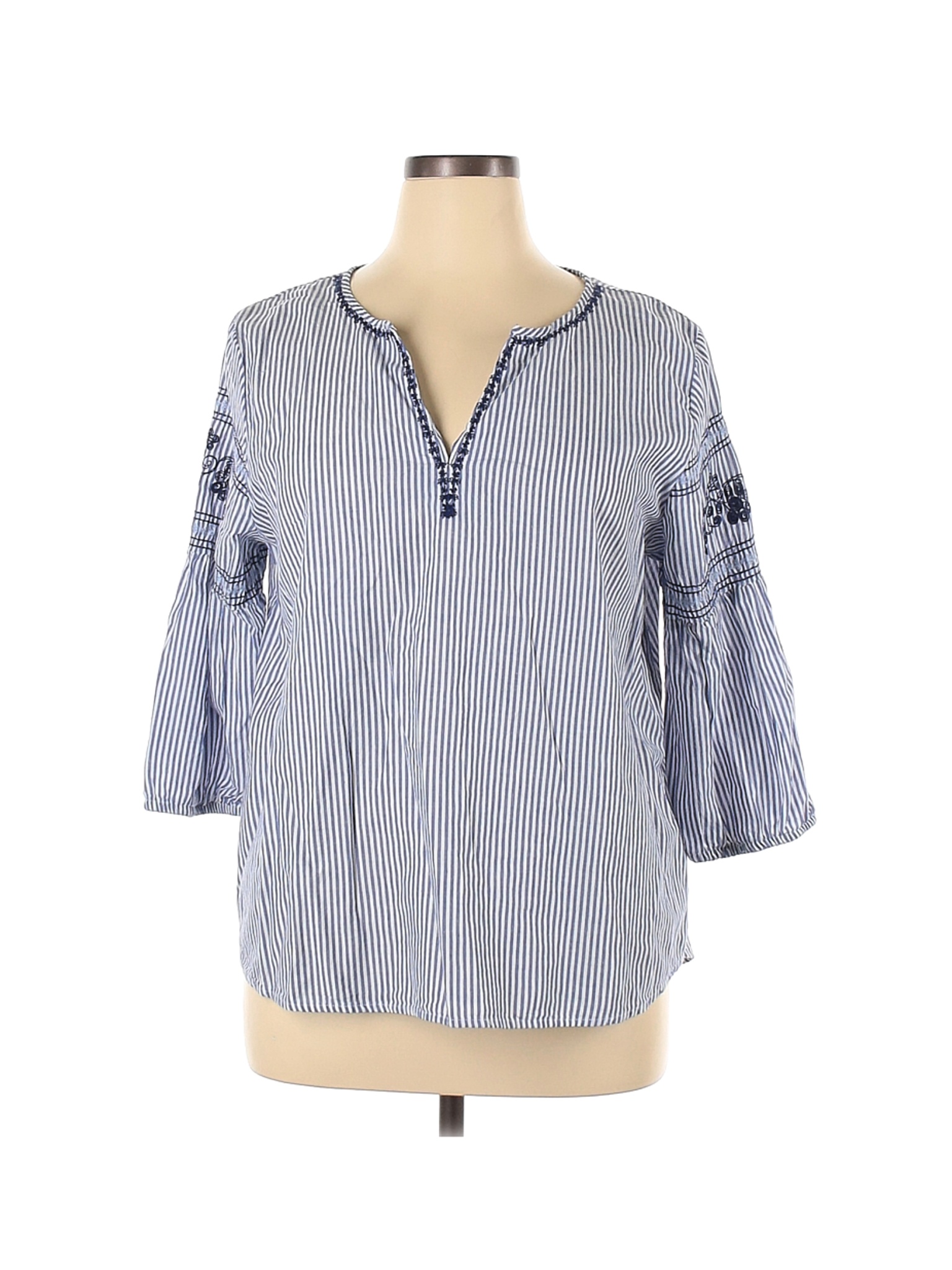 St. John's Bay Women Blue 3/4 Sleeve Blouse XL | eBay
