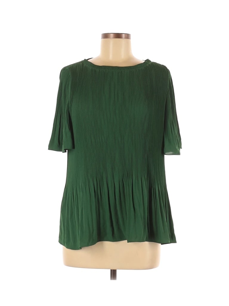 Ann Taylor 100% Polyester Solid Green Short Sleeve Blouse Size M - 67% ...