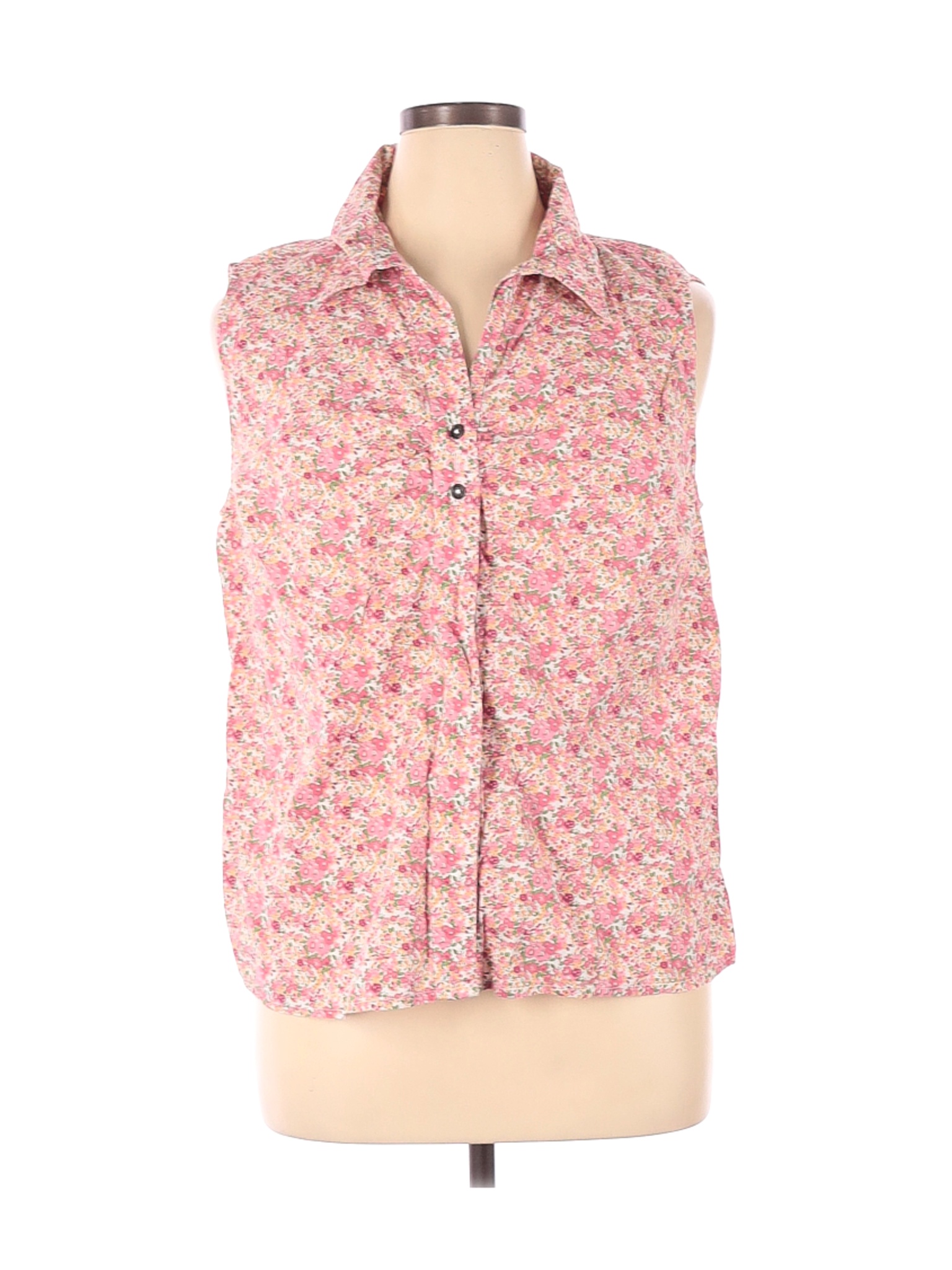 Bit & Bridle Women Pink Sleeveless Button-Down Shirt XL | eBay