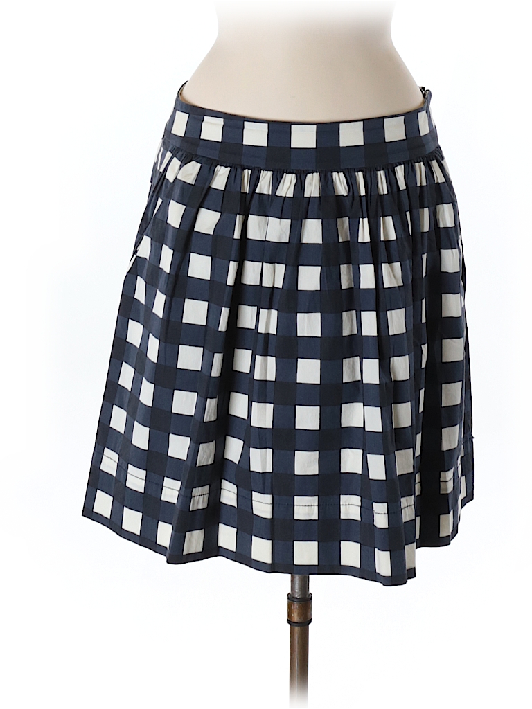 Banana Republic Checkered-gingham Navy Blue Casual Skirt Size 6 - 80% ...