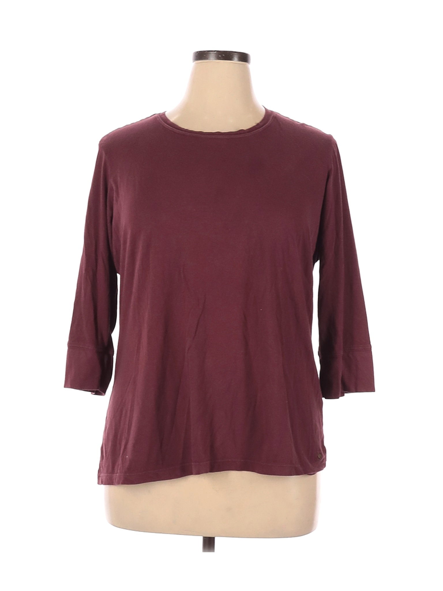 Ruff Hewn 100% Cotton Solid Maroon Burgundy 3/4 Sleeve T-Shirt Size 1X ...