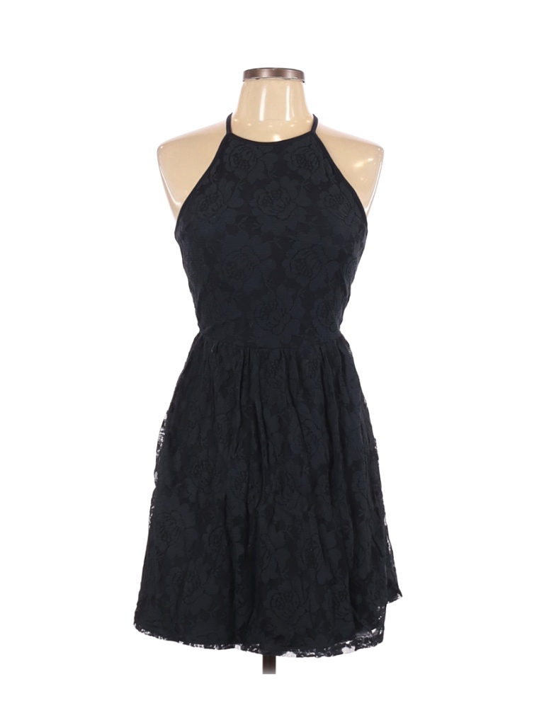 Abercrombie & Fitch 100% Nylon Solid Black Casual Dress Size L - 75% ...